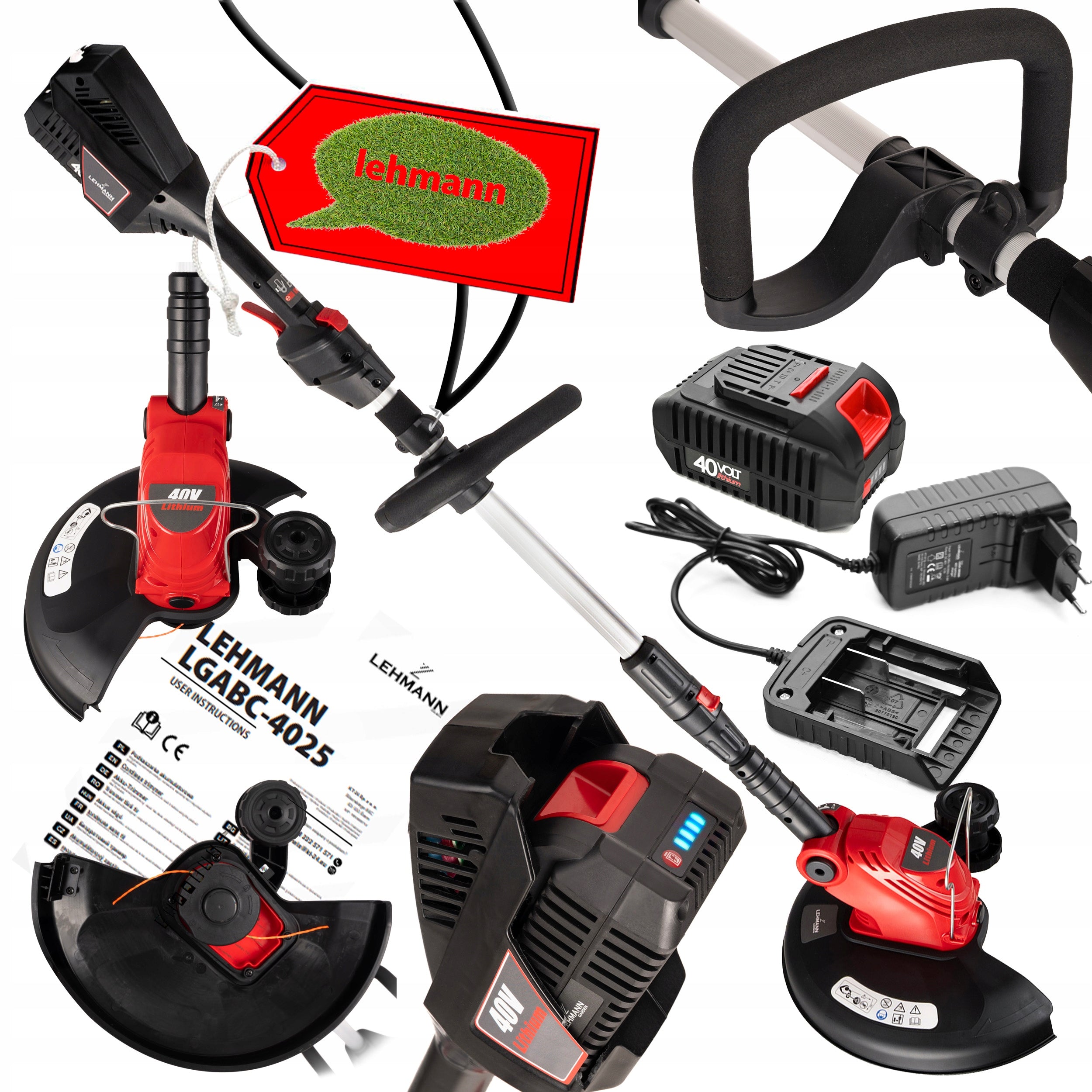 CORDLESS TRIMMER SCYTHE GRASS TRIMMER SET AKU 2Ah GARDEN