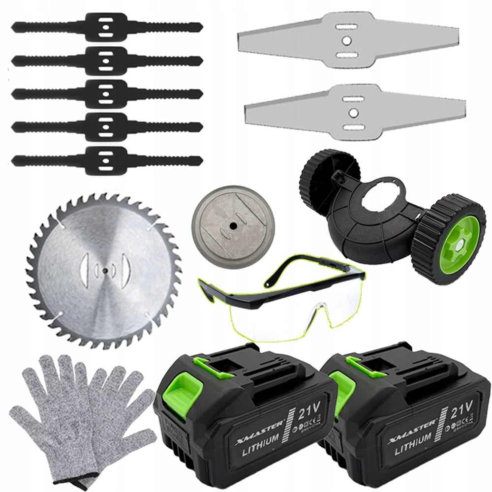 CORDLESS TRIMMER SCYTHE GRASS TRIMMER SET ON WHEELS 2x AKU Manufacturer code XM-MOWER-600_WHEELS