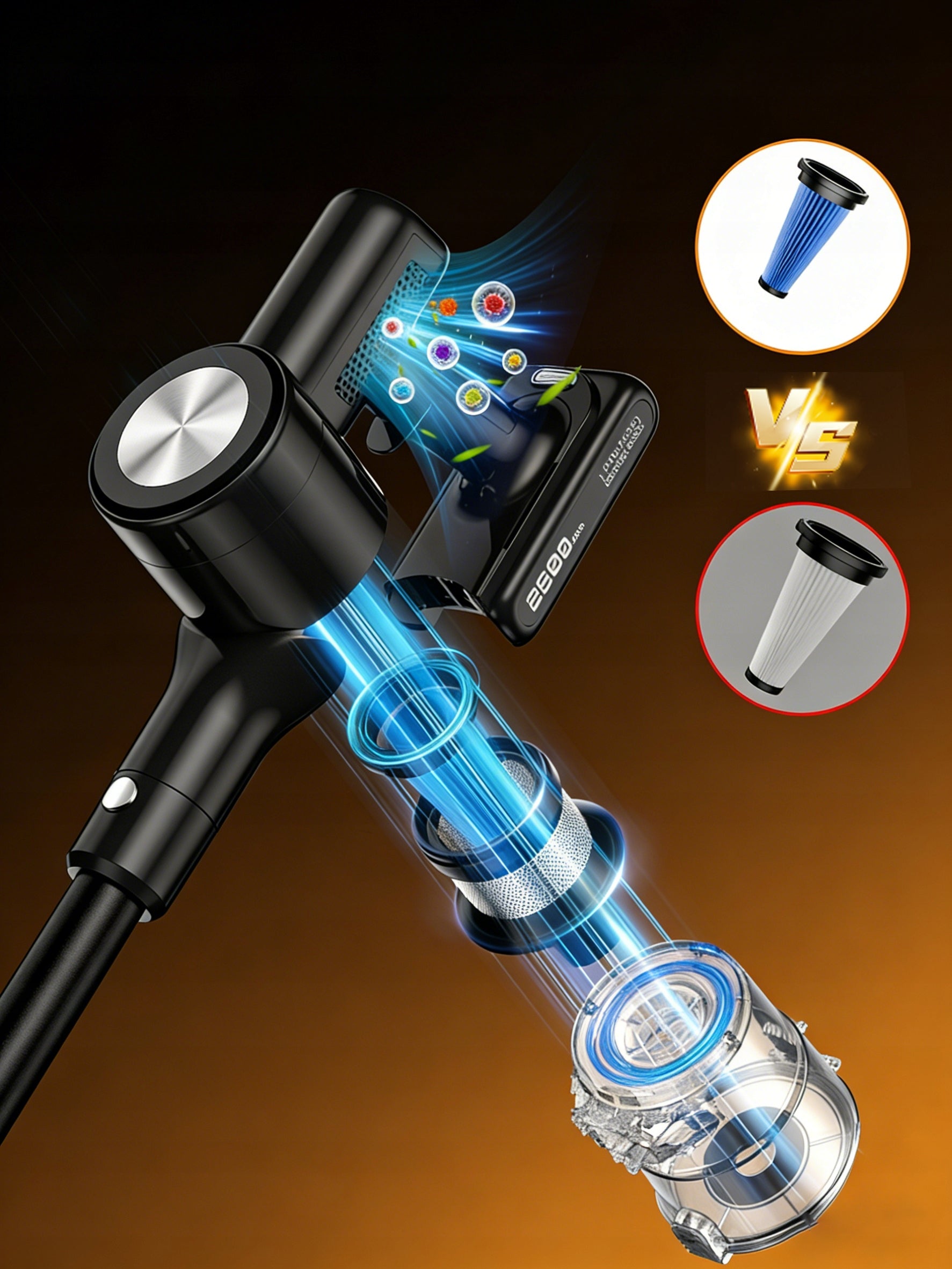 CORDLESS VACUUM CLEANER UPRIGHT BAGLESS LED ELECTROBRUSH 3IN1 500W H28 Model Handy PRO + bateria