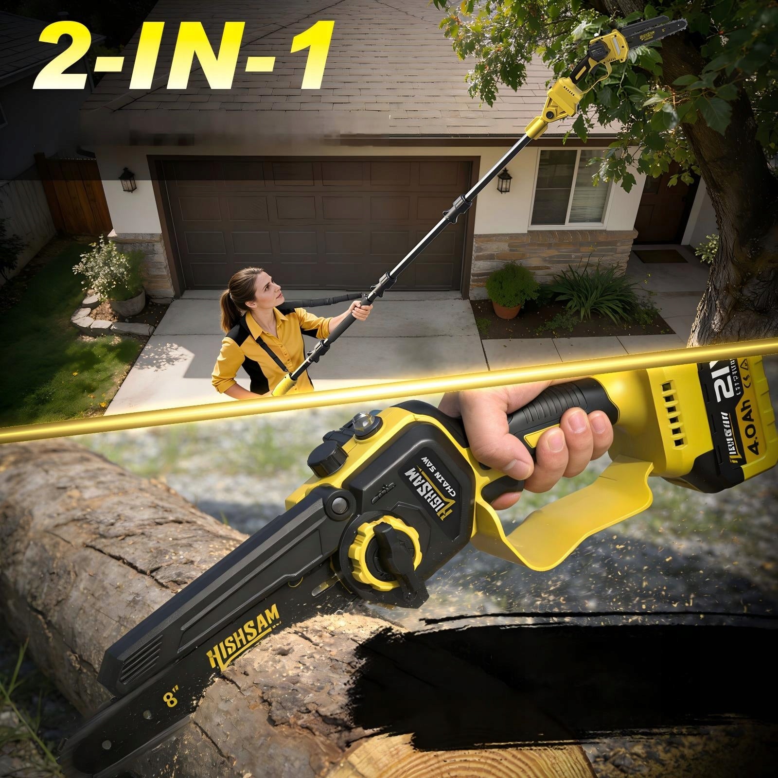 CORDLESS WOOD CHAINSAW ELECTRIC SAW ON TELESCOPIC BOOM STRONG Packaging status original