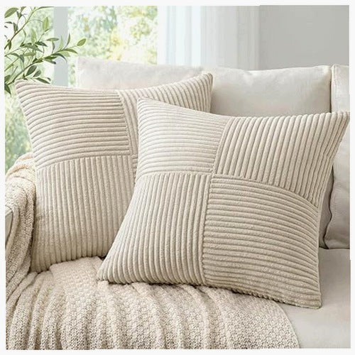 CORDUROY PILLOWCASES BEIGE BOHO SET OF 2 PCS 40X40 CM