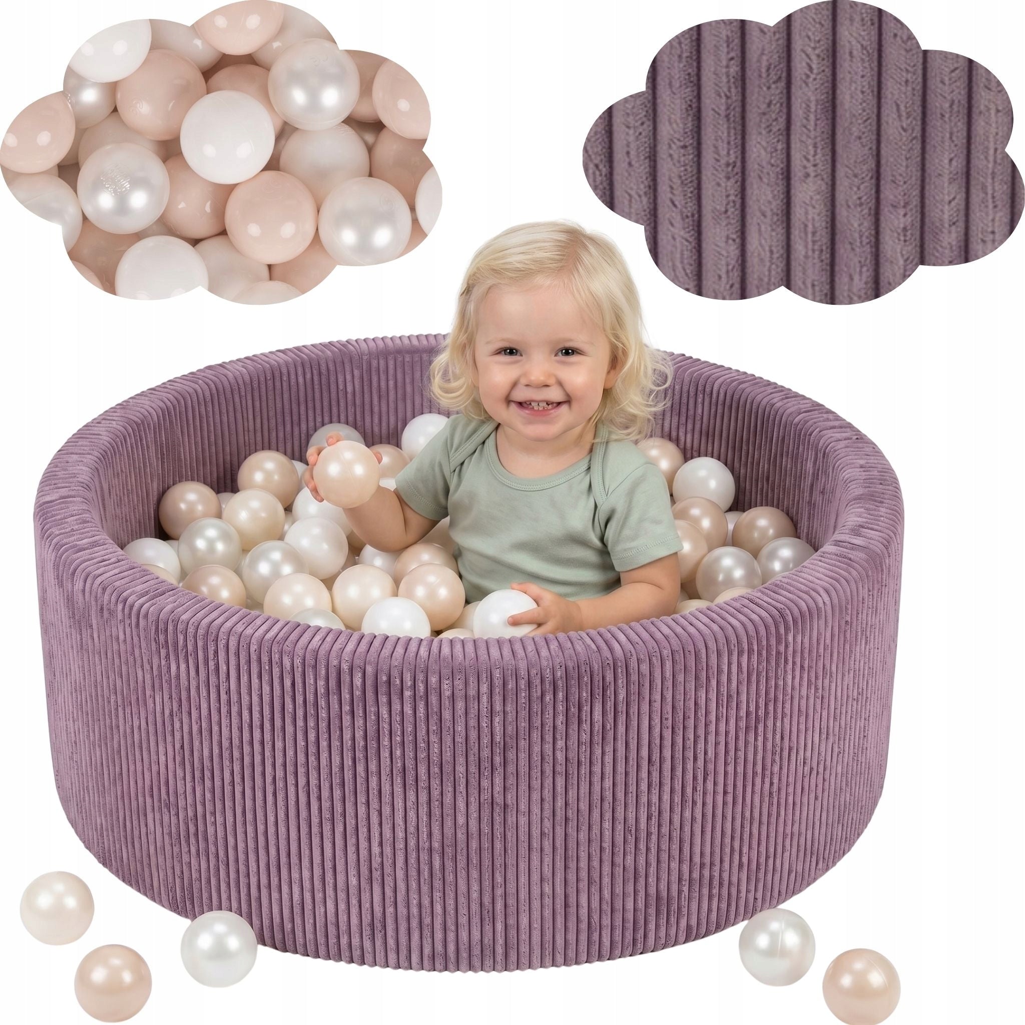 CORDUROY pool with balls for children 90x30 cm 200 balls SAFE Polish