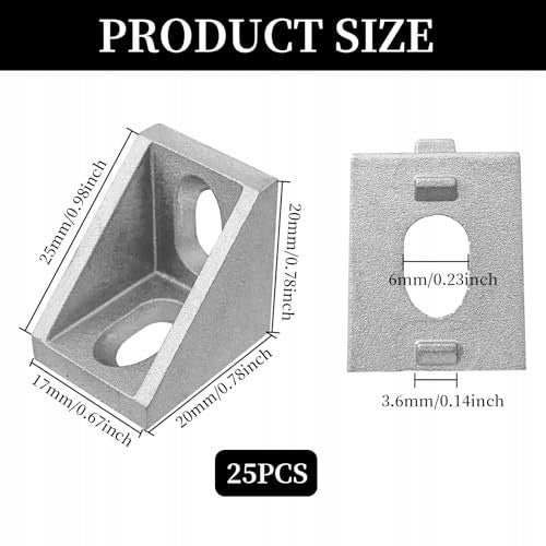 CORNER BRACKETS ALUMINUM ANGLE 20X20 MM FOR DOOR FURNITURE 25 PCS Manufacturer code Nieoznaczona