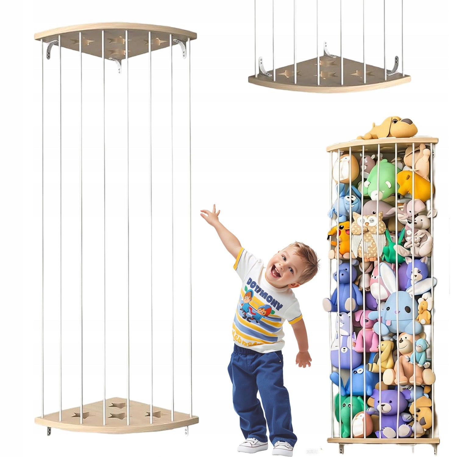 CORNER TOY CABINET ADJUSTABLE 110-200cm WITH STARS WOODEN