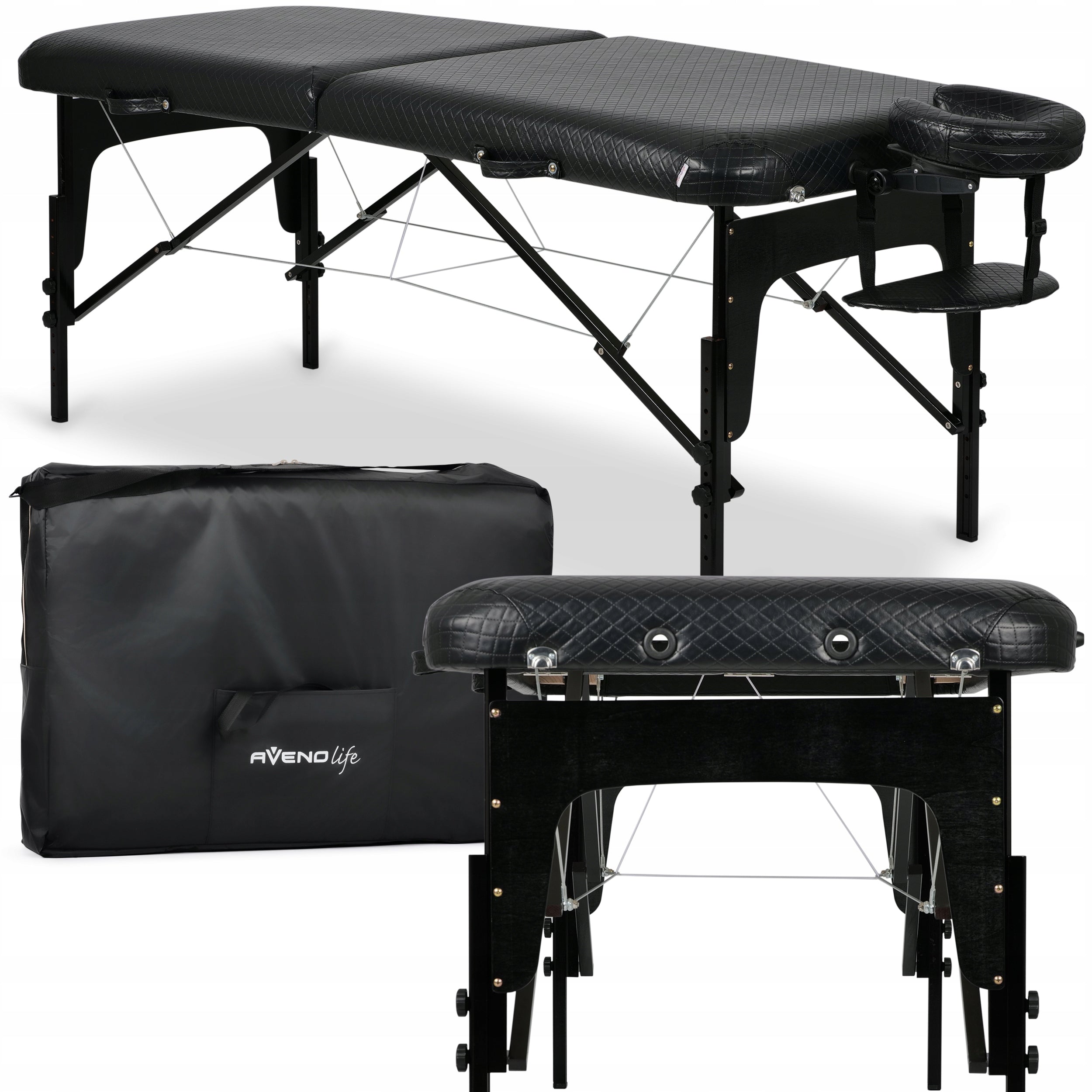 COSMETIC BED FOR EYELASHES MASSAGE TABLE WOODEN FOLDING ESTETIC BLACK