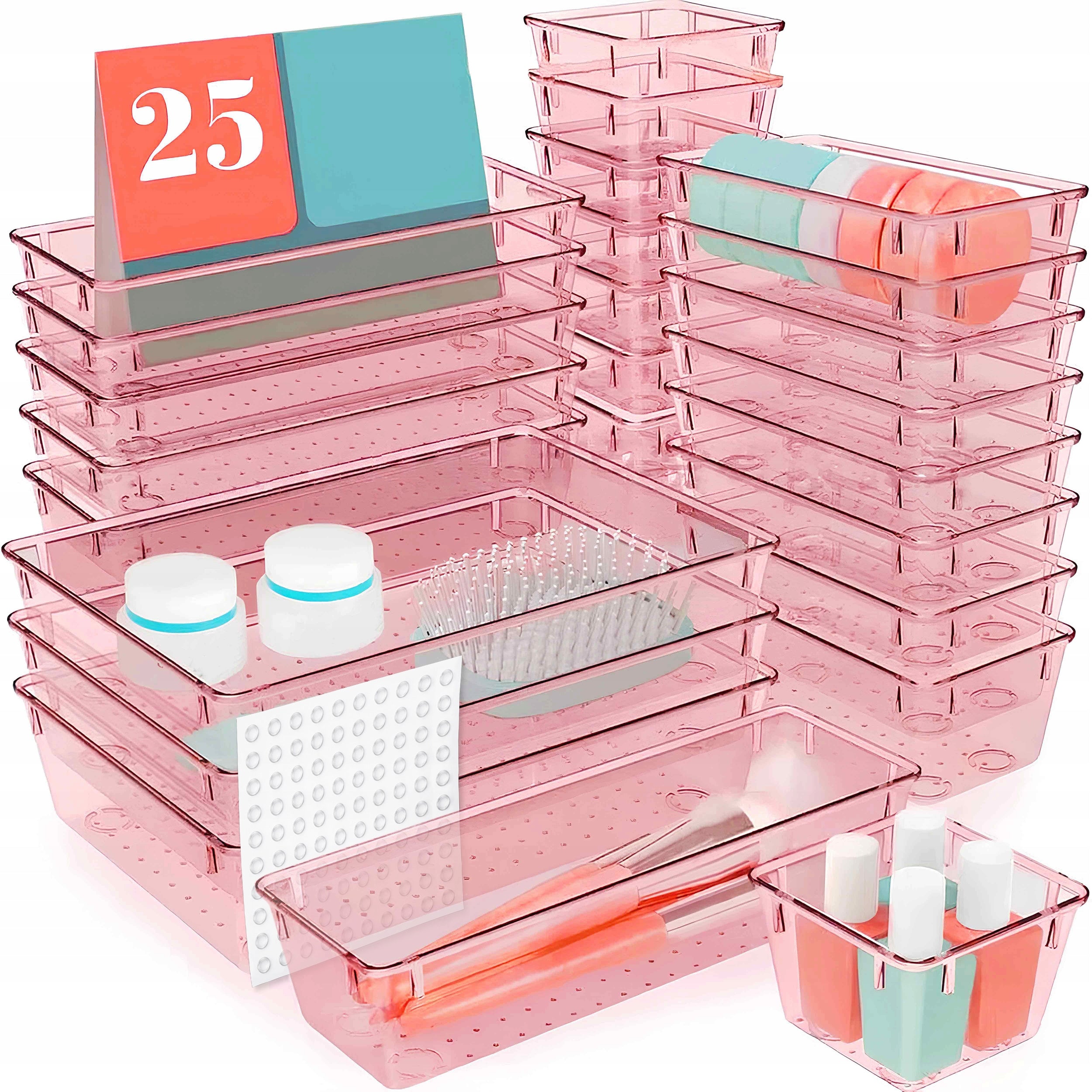 COSMETIC DRAWER ORGANIZERS CLEAR UTENSILS SET OF 25
