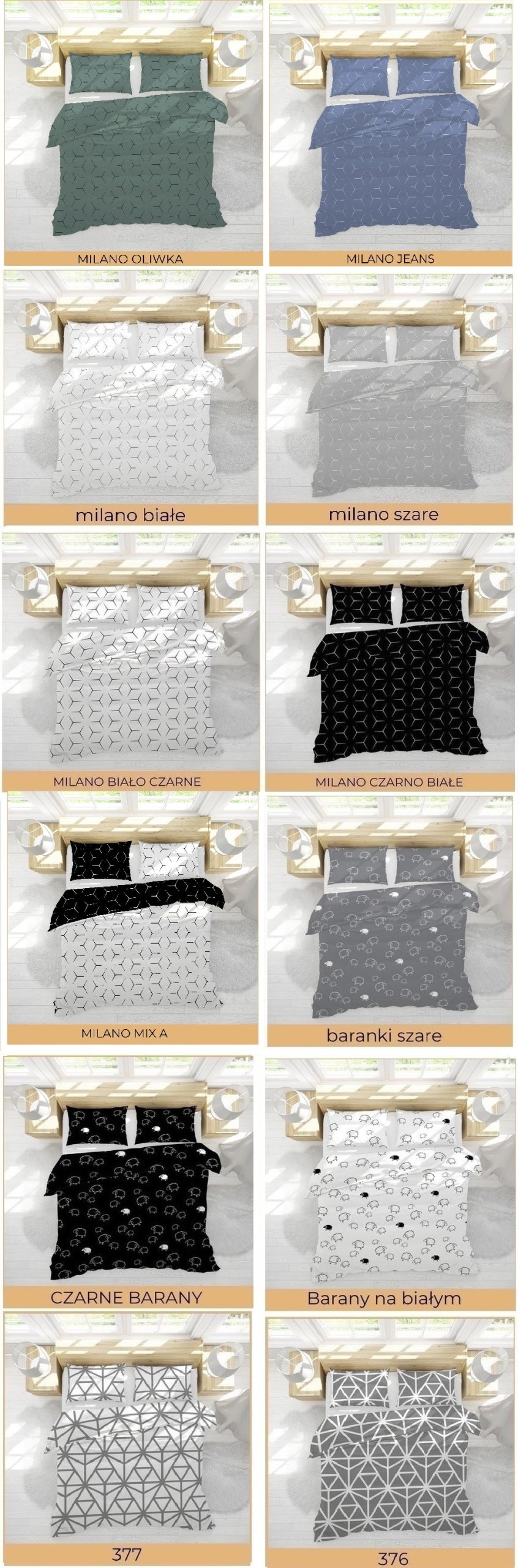 COTTON BEDDING 140x200cm 70x80cm 100% COTTON CERTIFICATE many patterns Brand Posciel-Hurt
