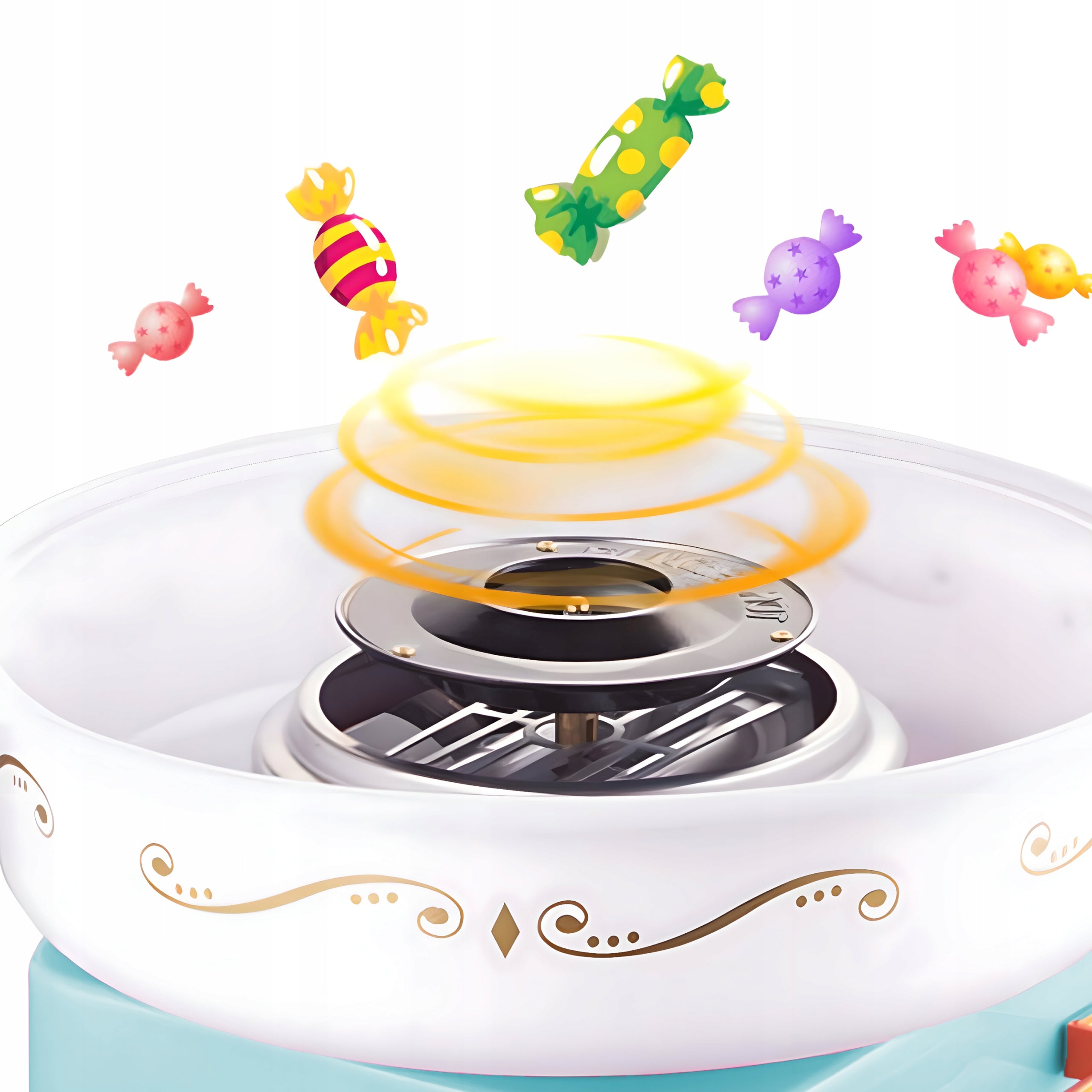 COTTON CANDY MACHINE HOMEMADE COTTON CANDY MACHINE TROLLEY + STICKS 550W Manufacturer code Maszyna wózek do waty O161-1