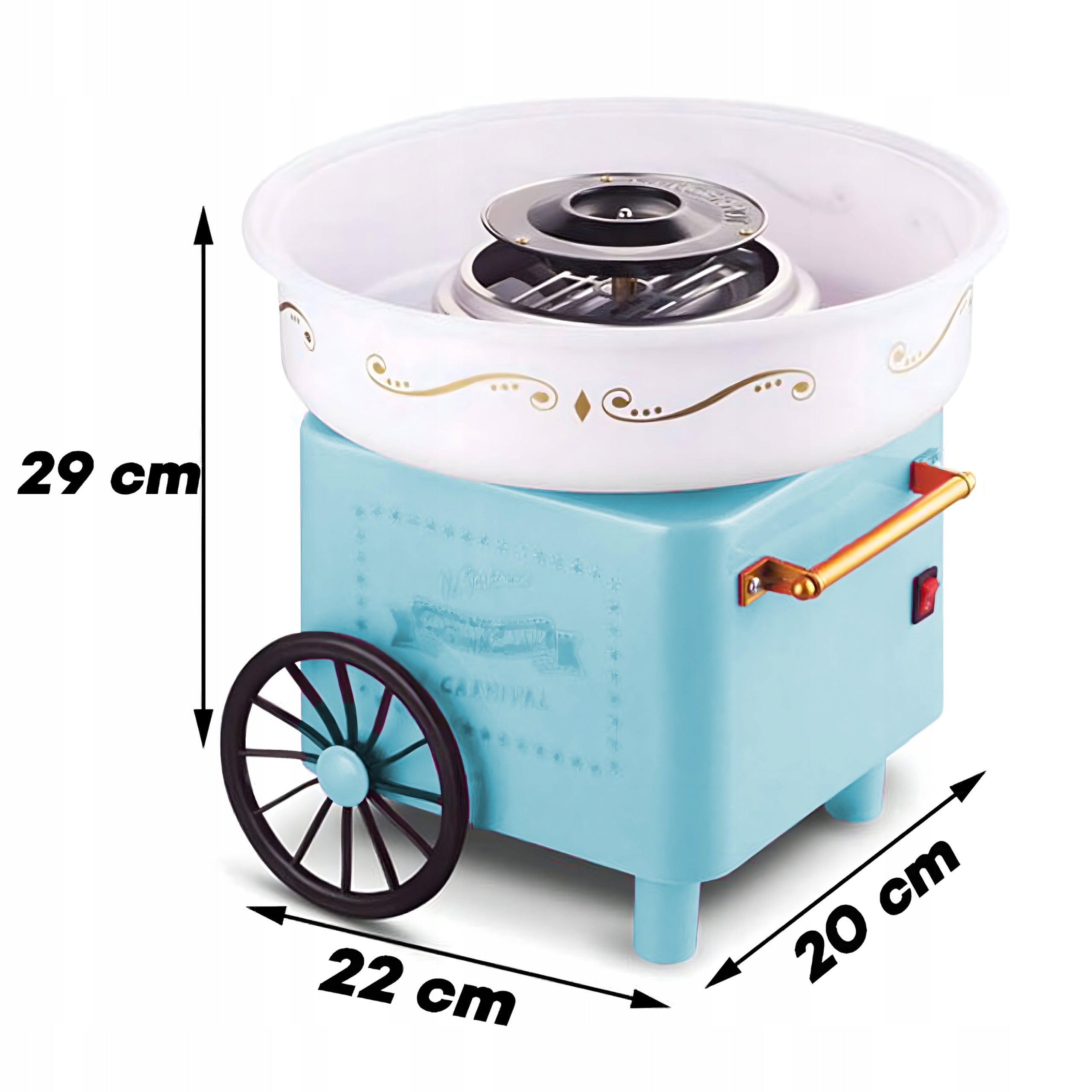 COTTON CANDY MACHINE HOMEMADE COTTON CANDY MACHINE TROLLEY + STICKS 550W Model O161-1