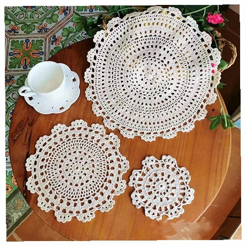 COTTON CROCHETED LACE TABLECLOTH FOR WEDDING BIRTHDAY 2 PCS DIY