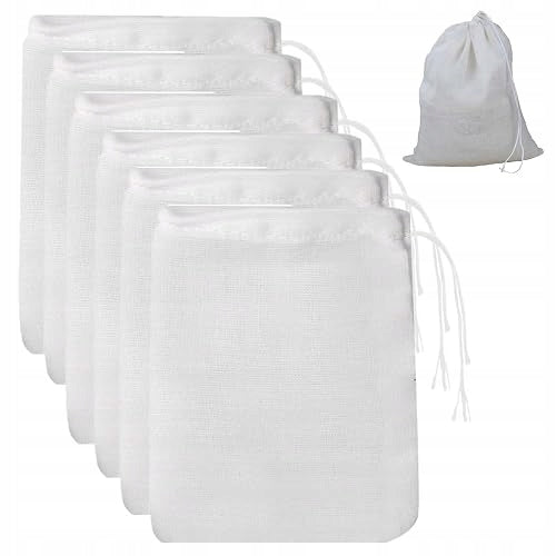 COTTON FOOD BAGS WITH DRAWSTRING 35X30 CM SET OF 6