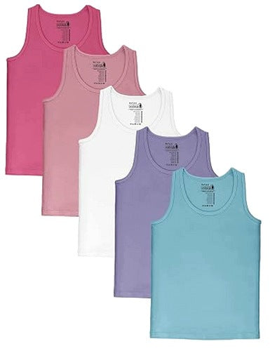 COTTON T-SHIRTS FOR GIRLS SET OF 5 SLEEVELESS
