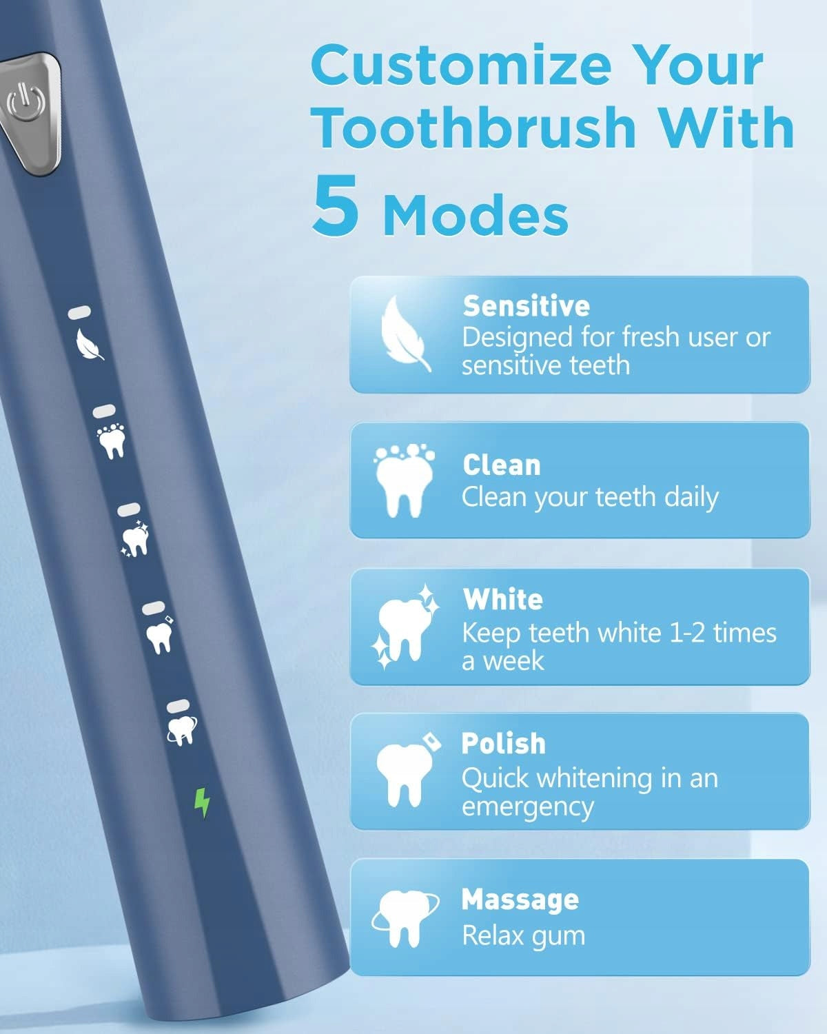 COULAX Sonic Toothbrush 5 Modes Timer, 8 Heads, Purple Manufacturer code c7