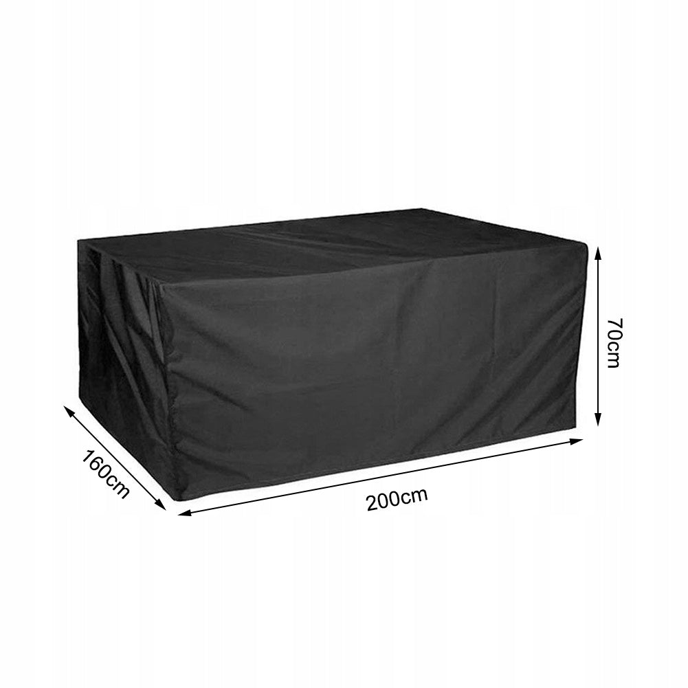 COVER FOR GARDEN FURNITURE TABLE CHAIRS BLACK WATERPROOF TARPAULIN 200CM Length 200 cm