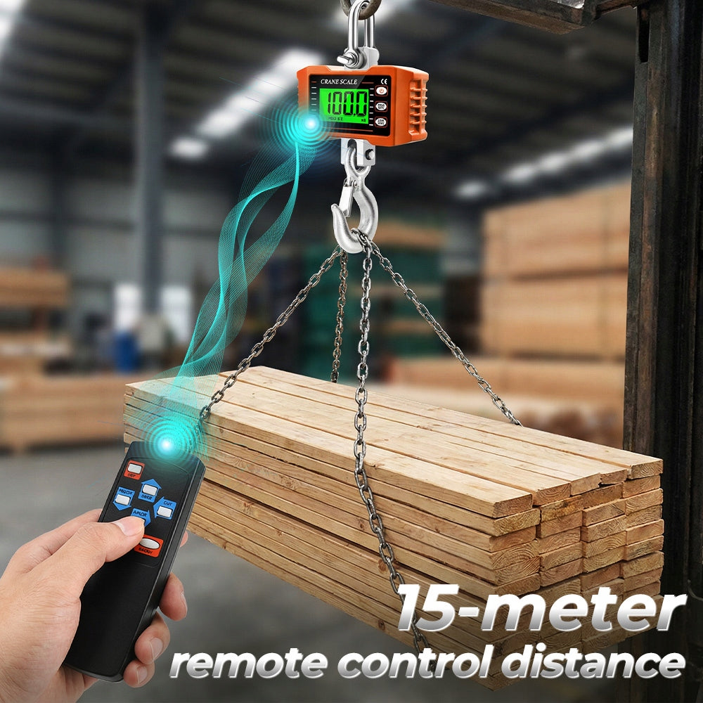 CRANE HOOK SCALE DIGTAL LCD BACKLIGHT WITH REMOTE & HOOK 1000KG ORANGE Brand no brand
