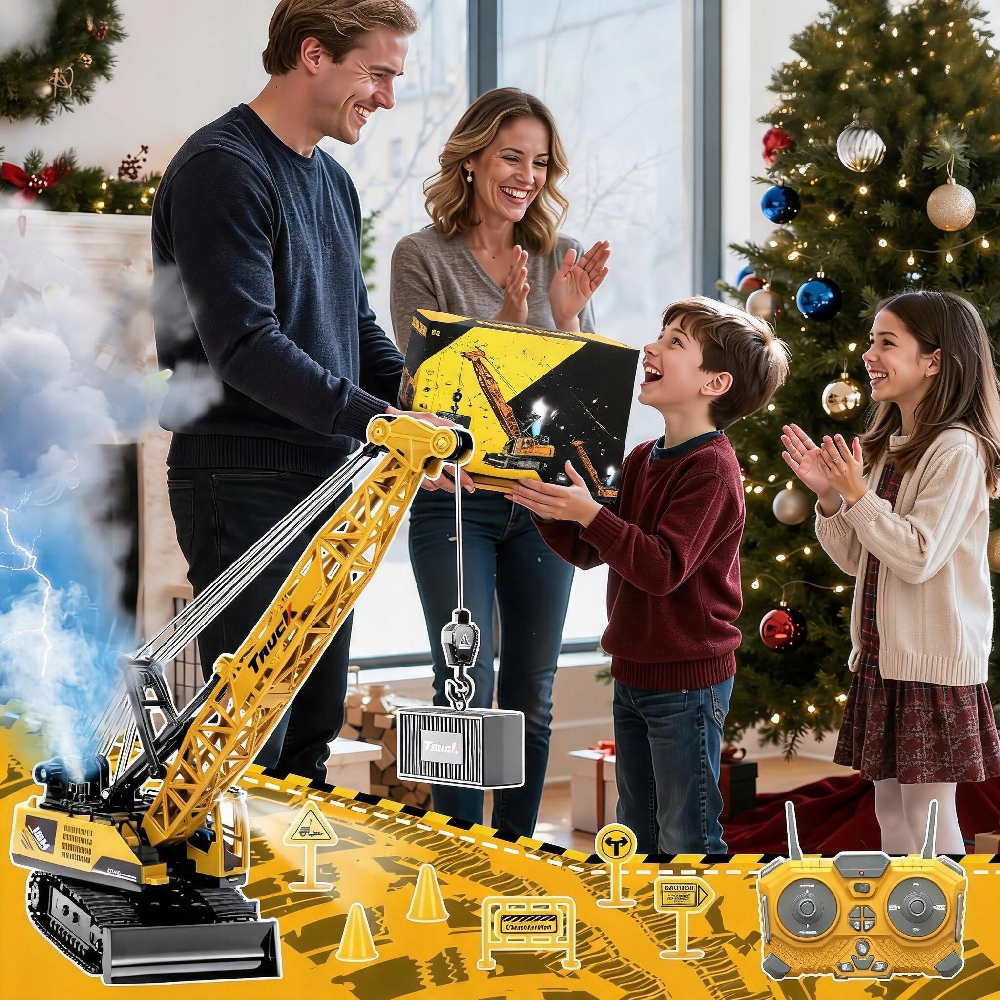 CRANE REMOTE CONTROLLED 1:16 STOP 13K TRACKS SMOKE LED 2X1200MAH Brand no brand