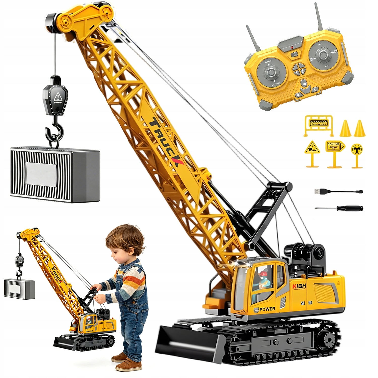 CRANE REMOTE CONTROLLED 1:16 STOP 13K TRACKS SMOKE LED 2X1200MAH