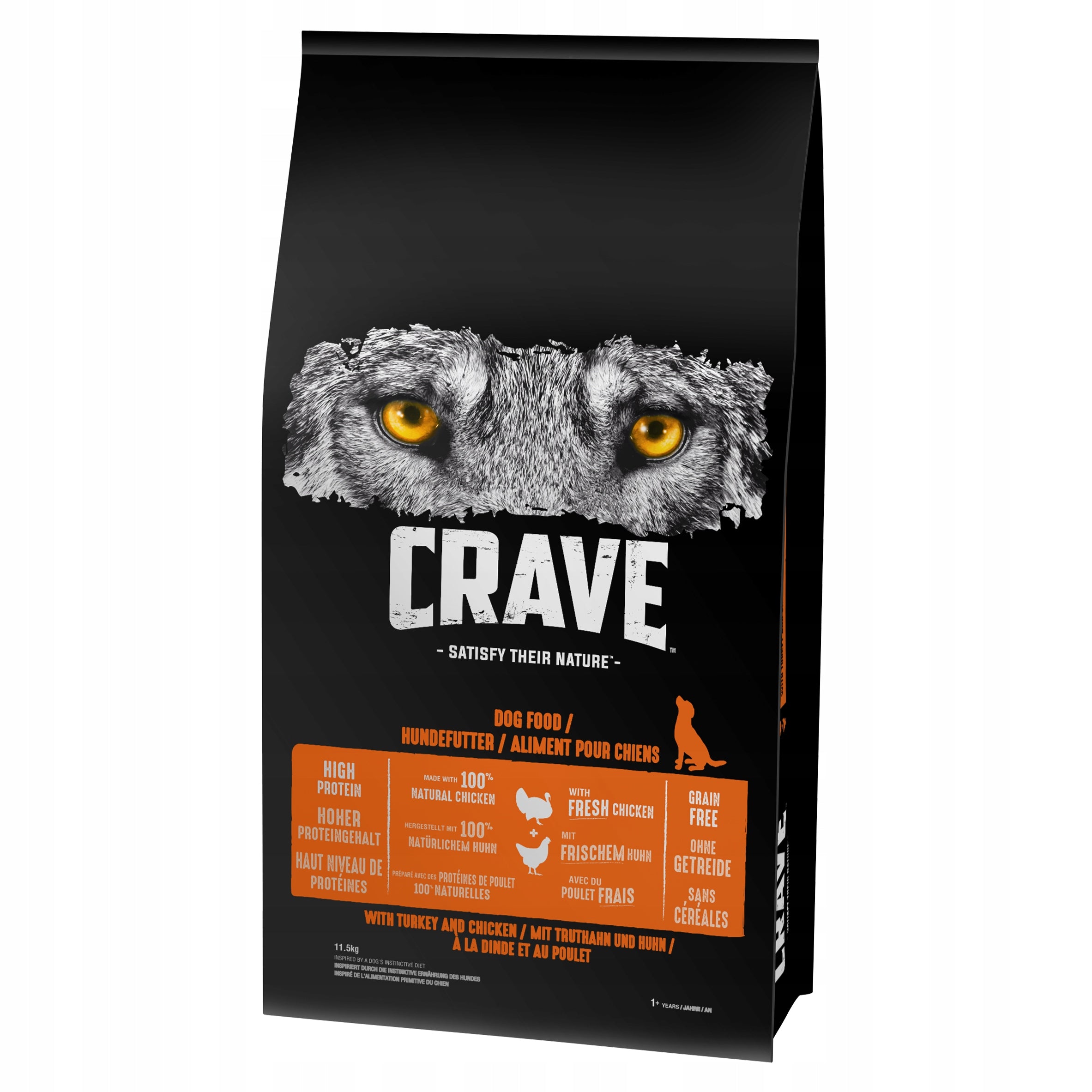 CRAVE grain-free dry dog food with turkey and chicken 11,5 kg