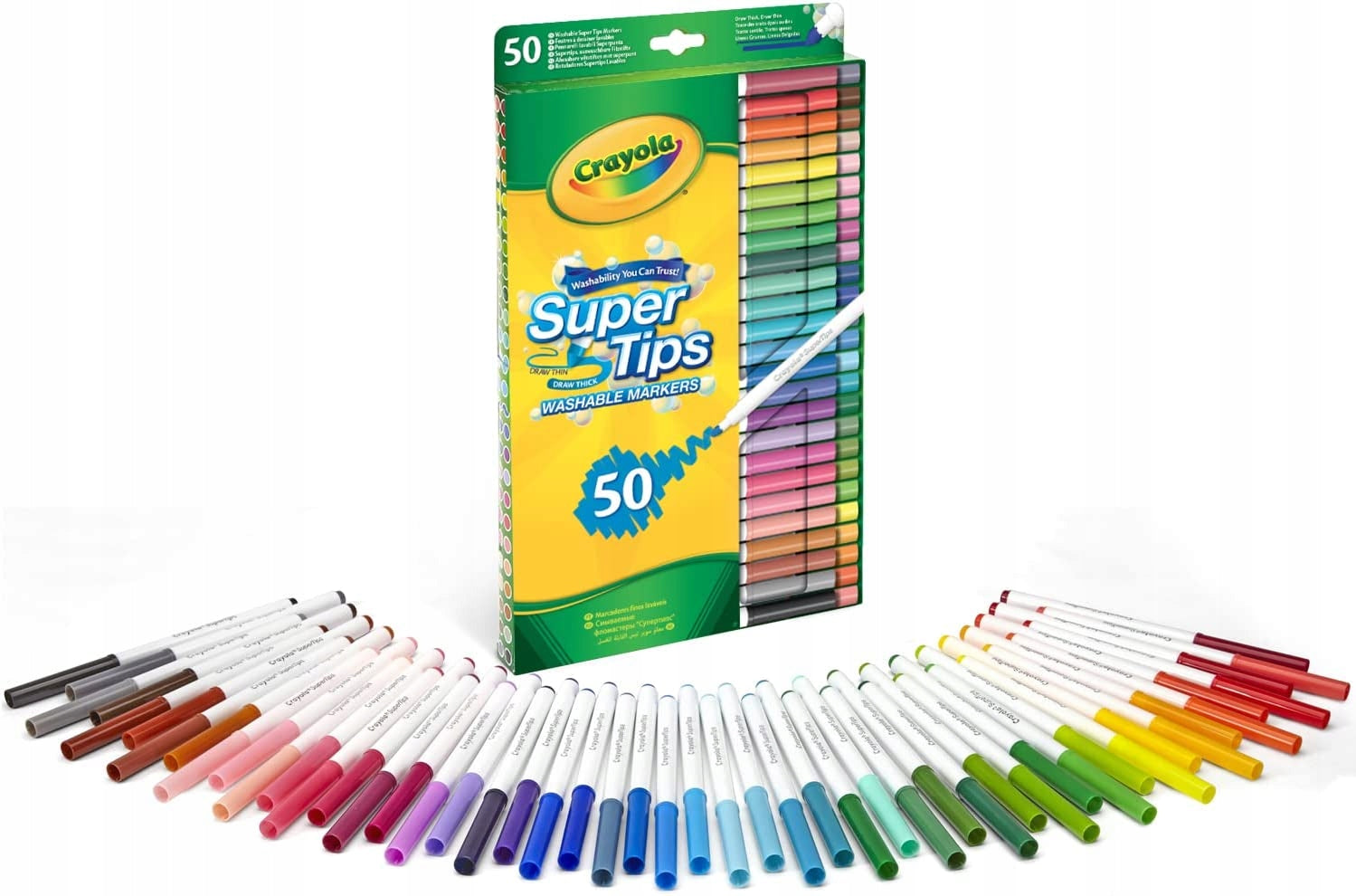 Plaunamų žymeklių rinkinys Crayola Super Tips, 50 vnt.
