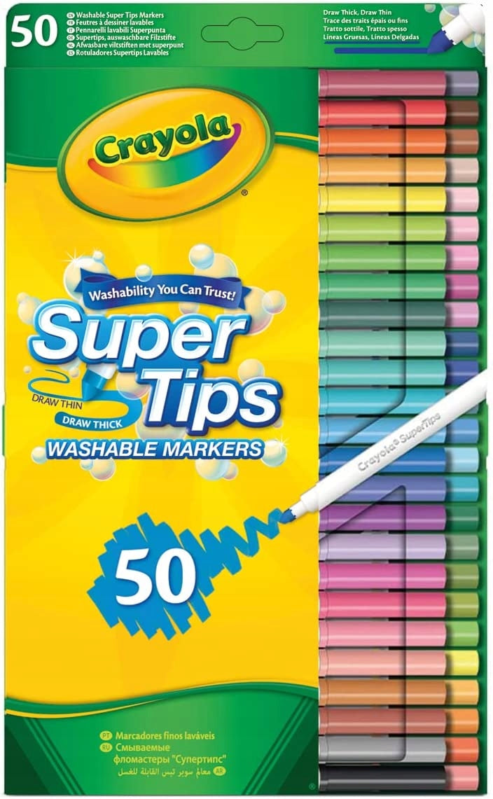 Plaunamų žymeklių rinkinys Crayola Super Tips, 50 vnt.