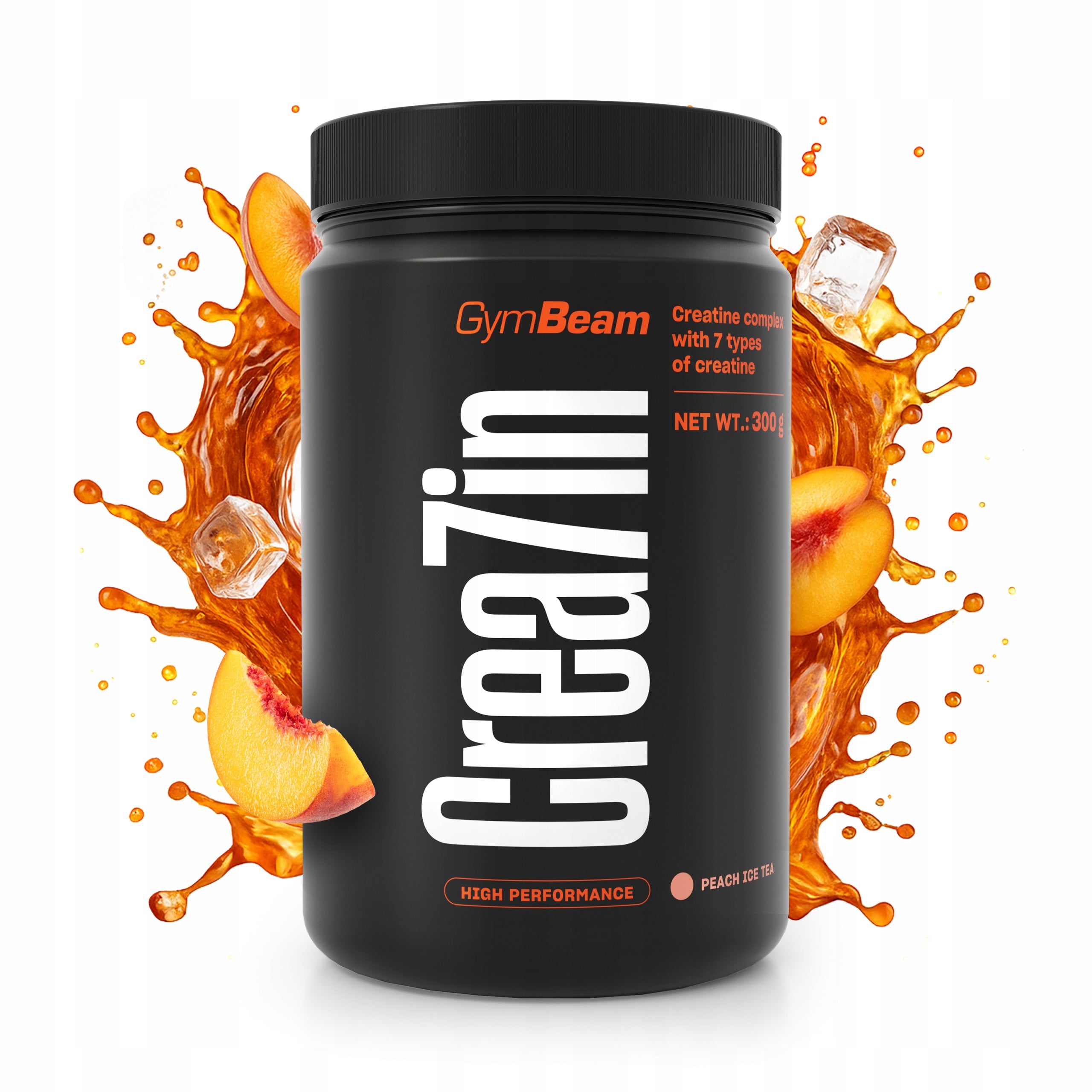 CREA7IN CREATINE COMPLEX 7 FORMS L-CITRULLINE VEGAN GymBeam 300g peach