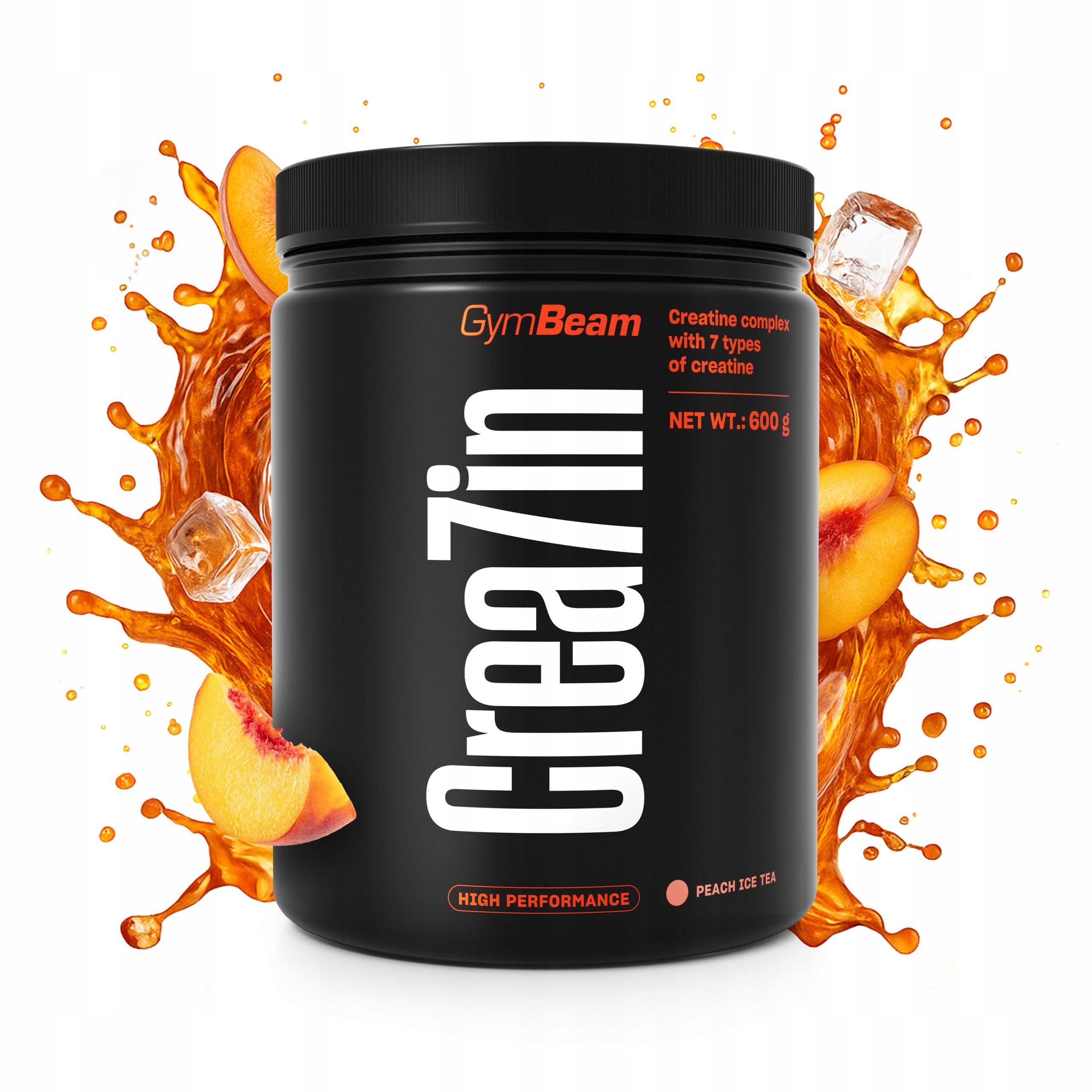 CREA7IN CREATINE COMPLEX 7 FORMS L-CITRULLINE VEGAN GymBeam 600g peach