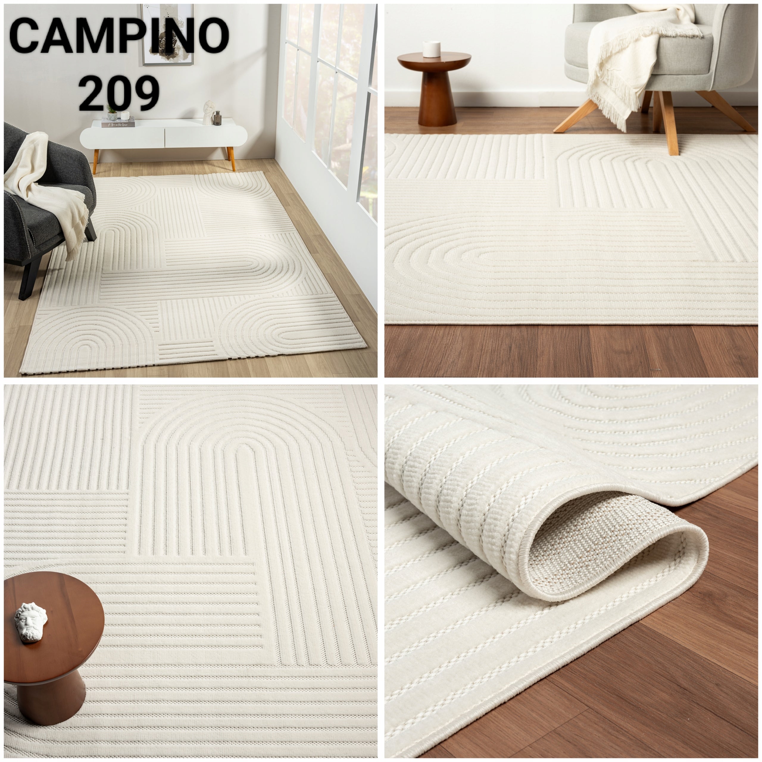 CREAMY STYLISH LARGE CARPET 200x290 about 200x300 for LIVING ROOM SCANDINAVIAN Mix Manufacturer code CAMPINO