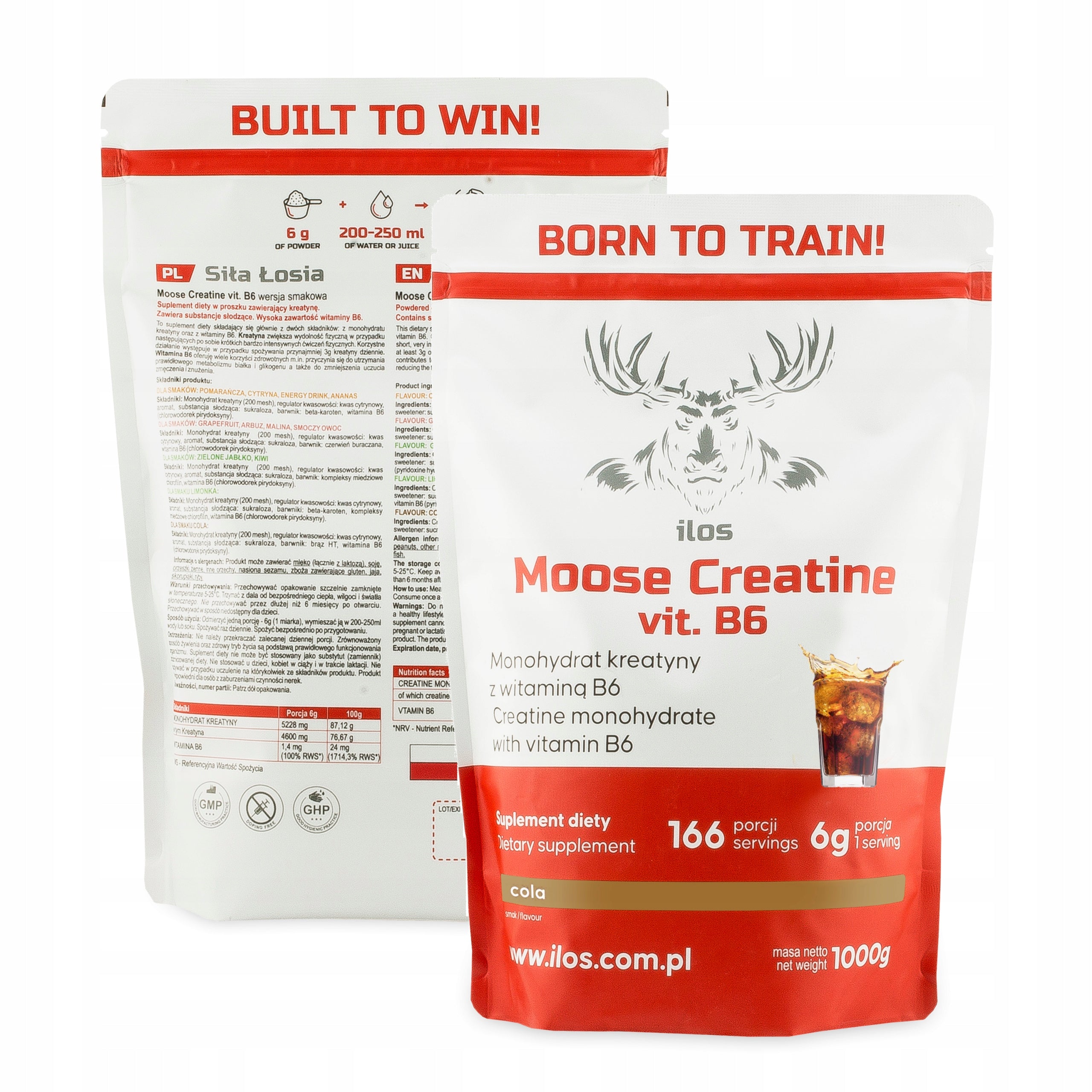 CREATINE MONOHYDRATE 1000 g ilos taste cola CREATINE POWDER vitamin B6 1 kg Manufacturer code Monohydrat kreatyny z witaminą B6 cola