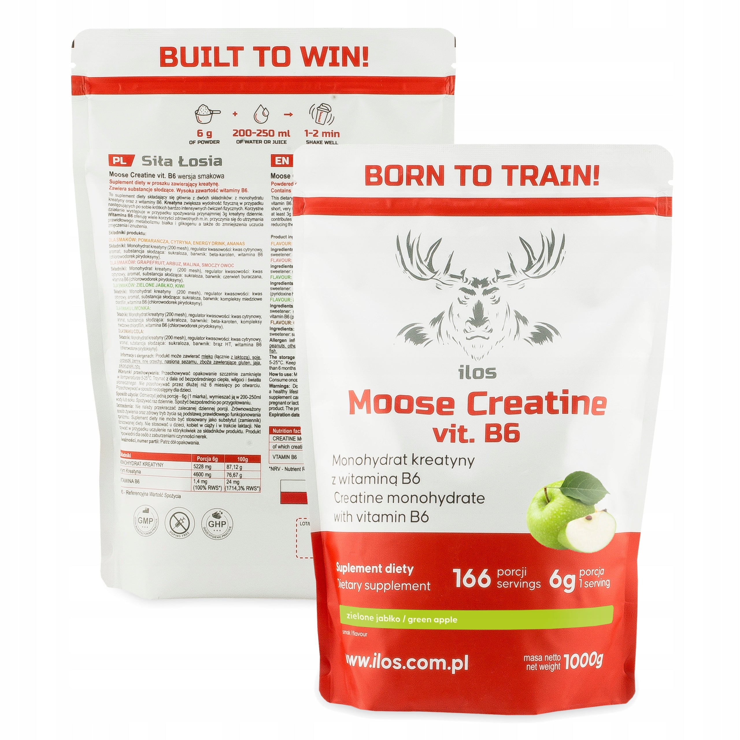 CREATINE MONOHYDRATE 1000 g ilos taste green apple CREATINE POWDER B6 1 kg EAN (GTIN) 5901431915190