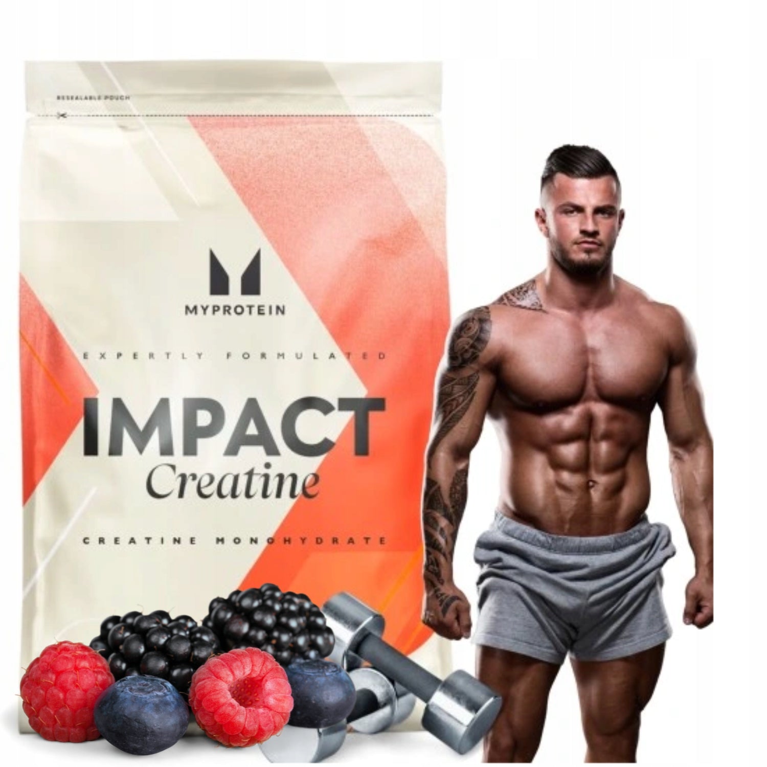 CREATINE MONOHYDRATE 1KG 1000g strength power MYPROTEIN HIT FOREST FRUIT