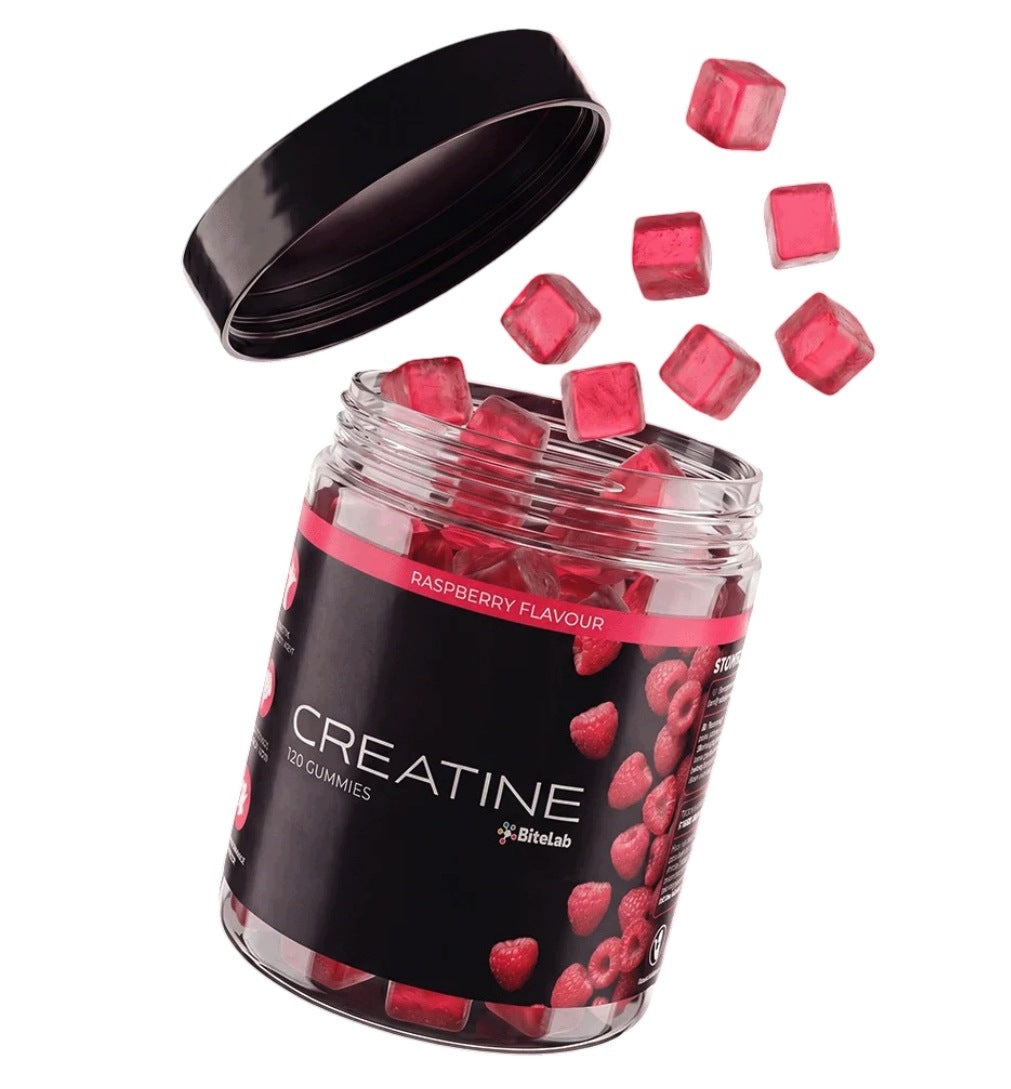 CREATINE MONOHYDRATE RASPBERRY GUMMIES 120 PCS BCAA TAURINE COLLAGEN B12 BETAINE Packaging status original
