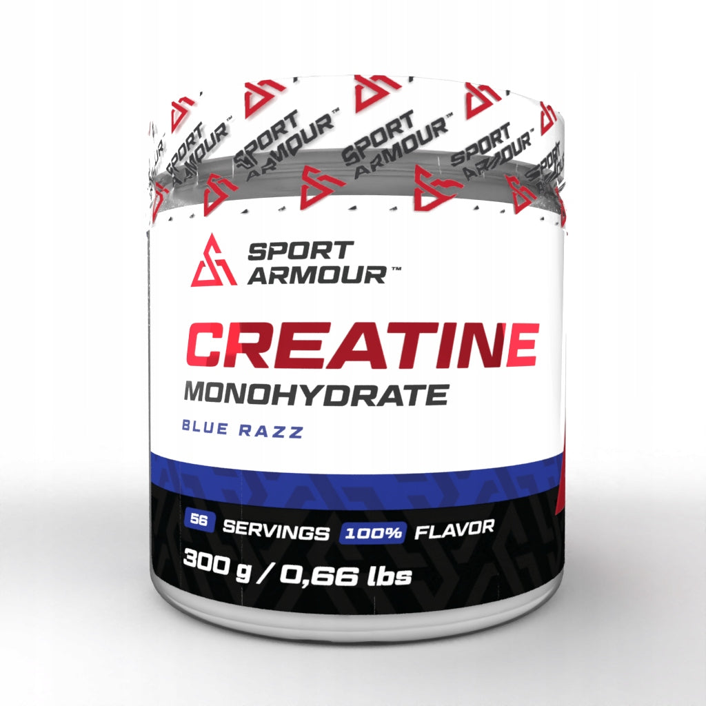 CREATINE MONOHYDRATE SPORT ARMOUR 300g RASPBERRY WITH TAURINE PREMIUM CREATINE Expiration date at least six months from the date of purchase