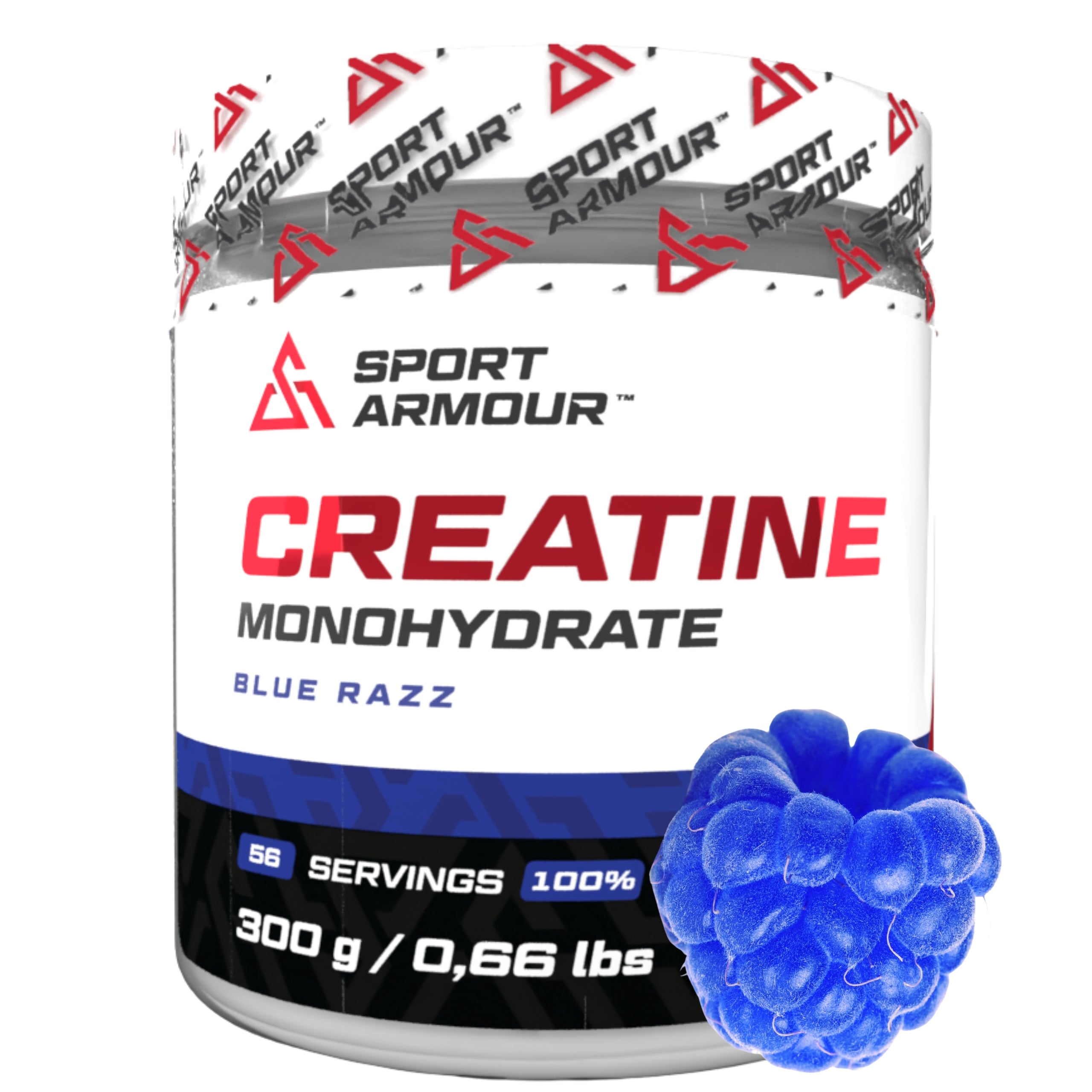 CREATINE MONOHYDRATE SPORT ARMOUR 300g RASPBERRY WITH TAURINE PREMIUM CREATINE Packaging status original