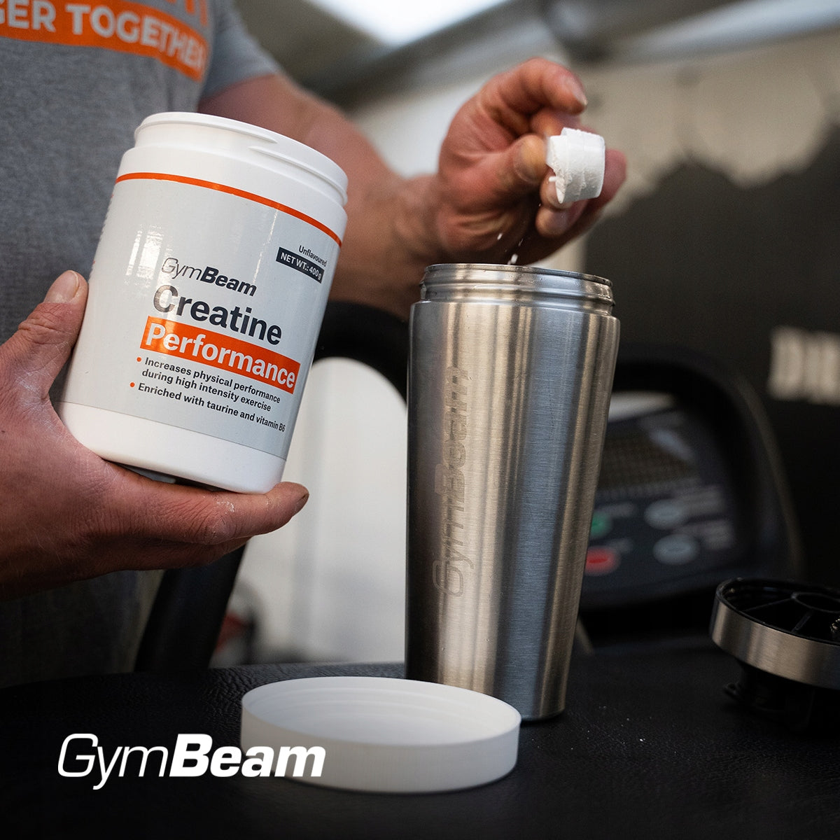 CREATINE PERFORMANCE MONOHYDRATE WITH TAURINE STRENGTH VEGAN GymBeam 400g tasteless Expiration date at least 1 year from the date of purchase