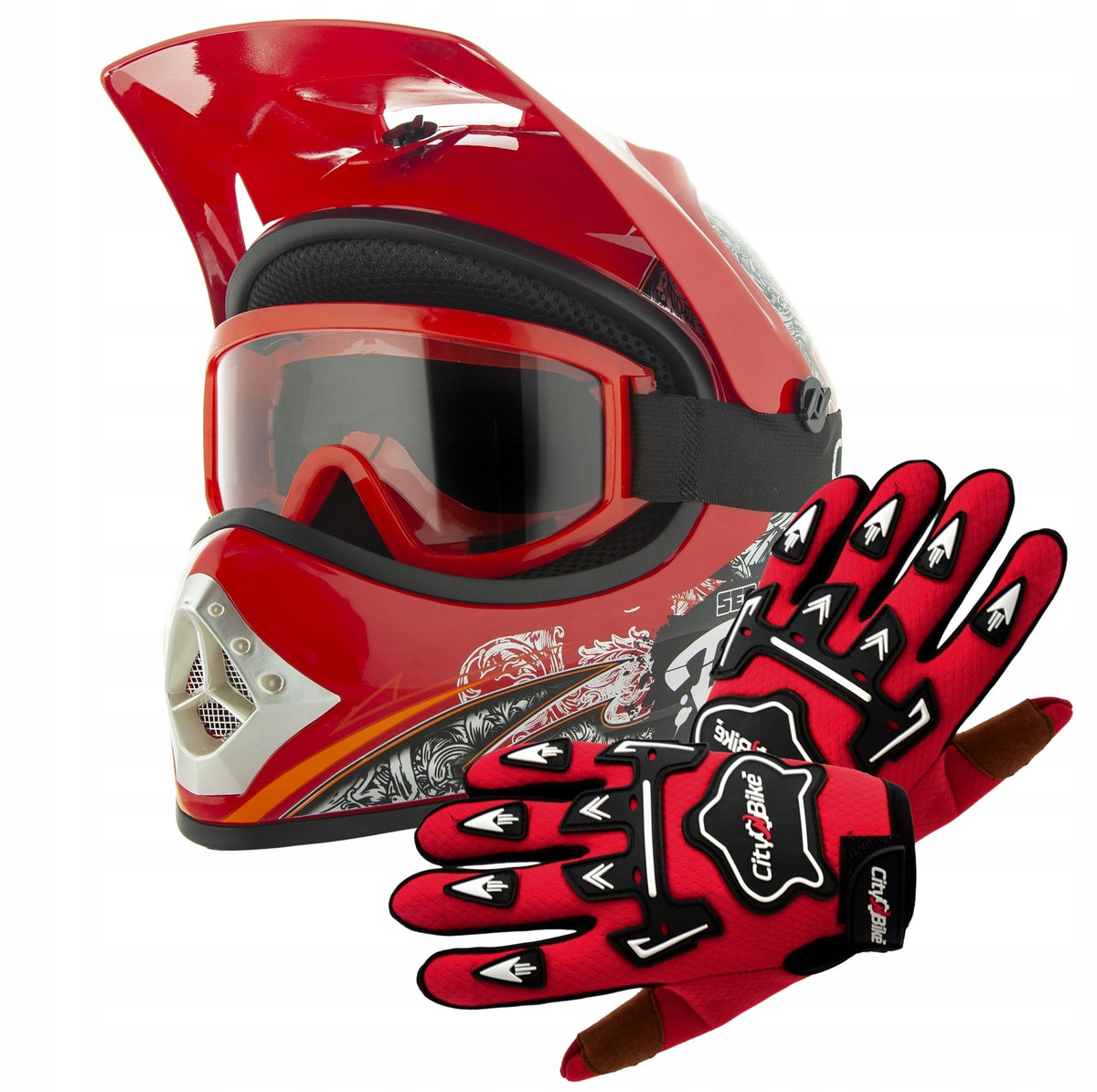 CROSS HELMET CHILDREN ENDURO QUAD L +GLOVES+GOGLES