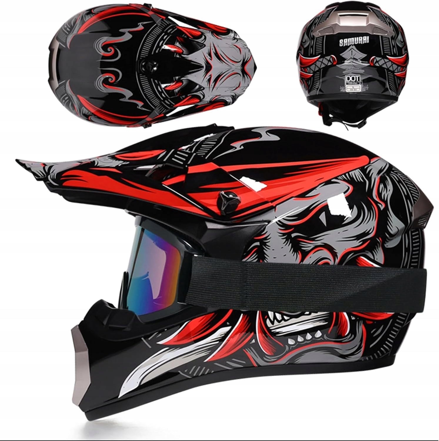 CROSS HELMET FOR CHILDREN'S SCOOTER MOTORCYCLE ENDURO QUAD +GLOVES + GOGGLES Manufacturer's catalog number Na hulajnoge quada crossa