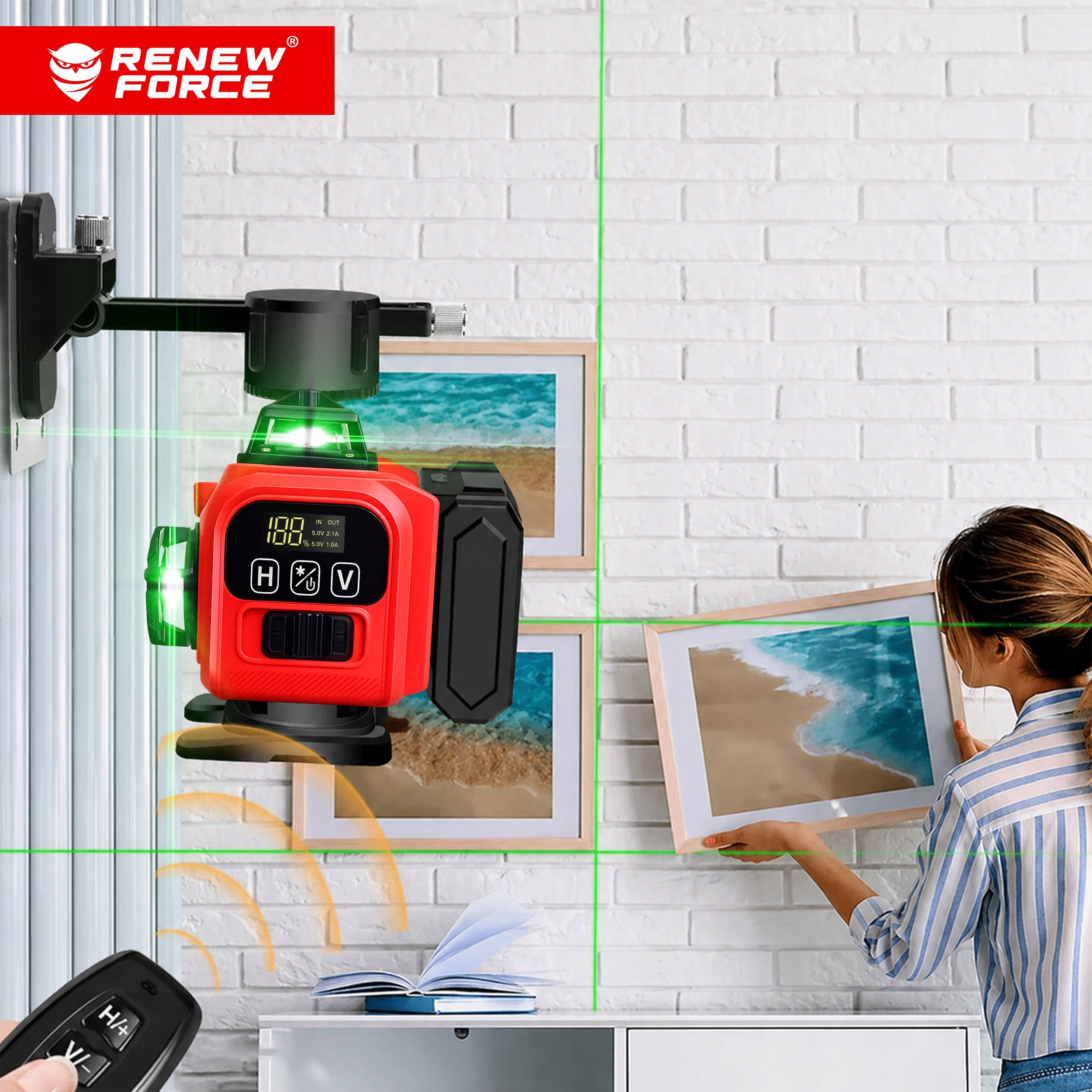 CROSS LASER LEVEL 4D PLANE GREEN 360 16 LINES Manufacturer code PŁASZCZYZNOWA POZIOMICA SAMOPOZIOMUJĄCA