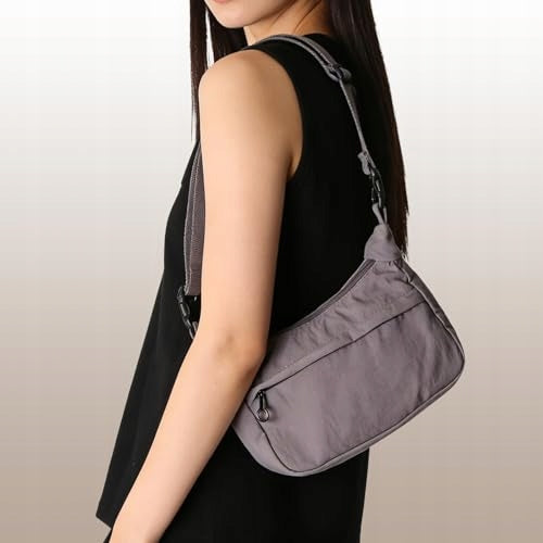 CROSSBODY BAG WOMEN'S NYLON MINIMALIST GREY CASUAL Manufacturer code Bez marki