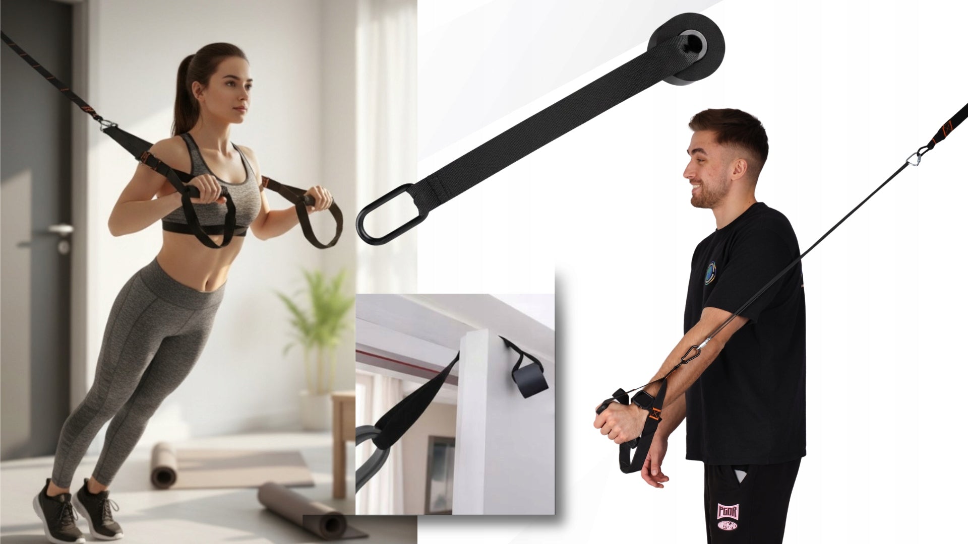 CROSSFIT EXERCISE TAPES TRX TRAINING BELTS ADJUSTMENT 16-75KG ACCESSORIES Color black