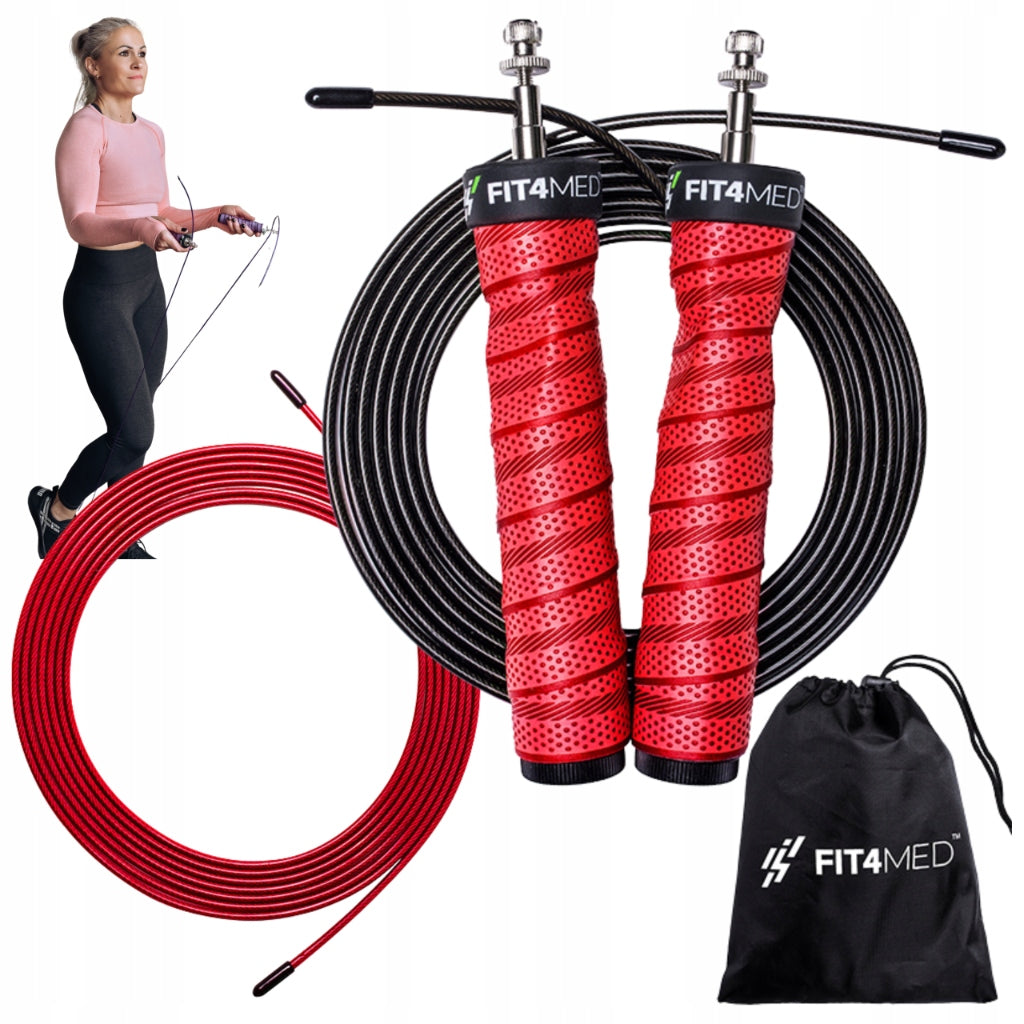 CROSSFIT STEEL JUMP ROPE WITH BEARINGS FIT4MED 2 LINKS FOR FITNESS EXERCISES