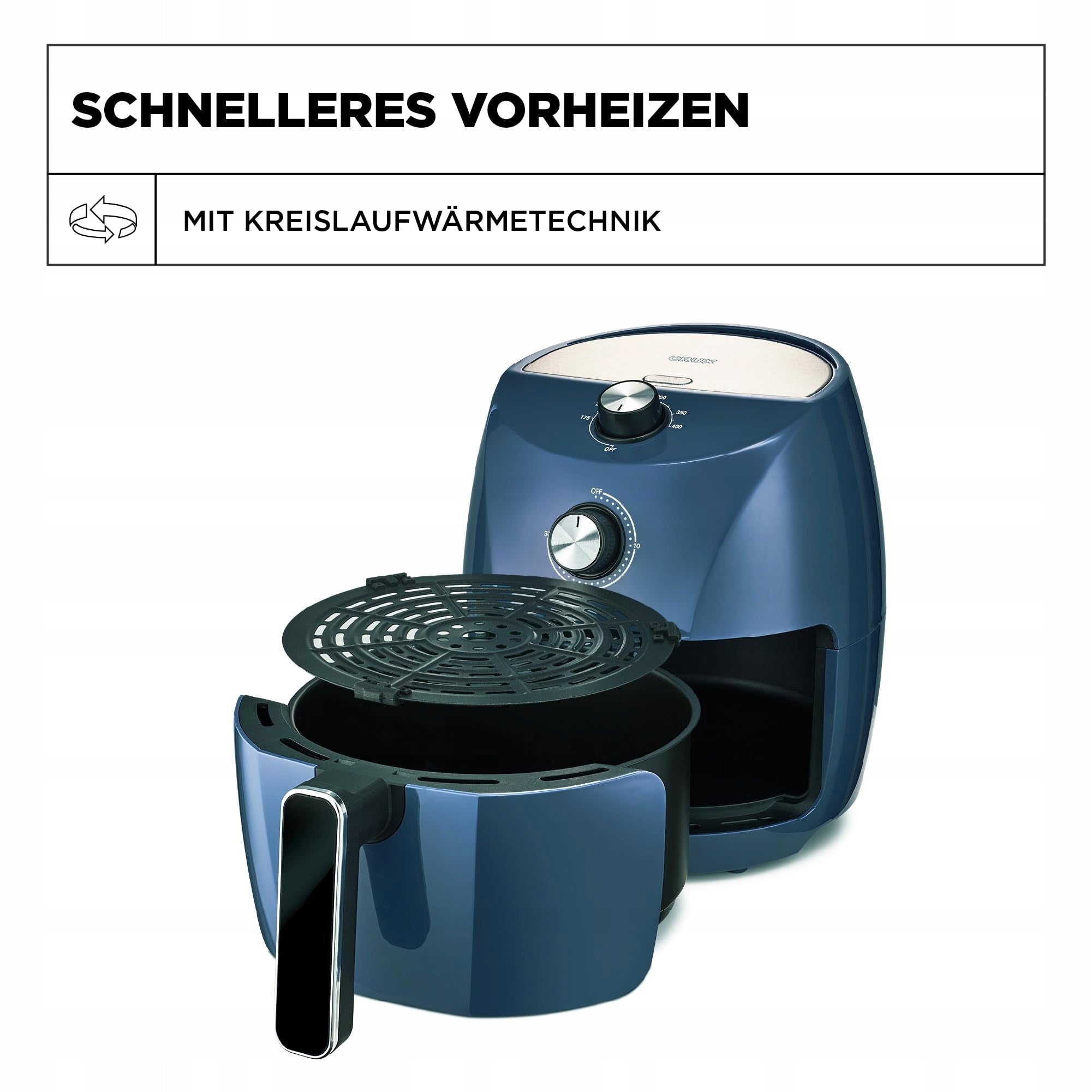 CRUX Fat Free Fryer 3,5L Fast Heating Steel Blue Brand no brand