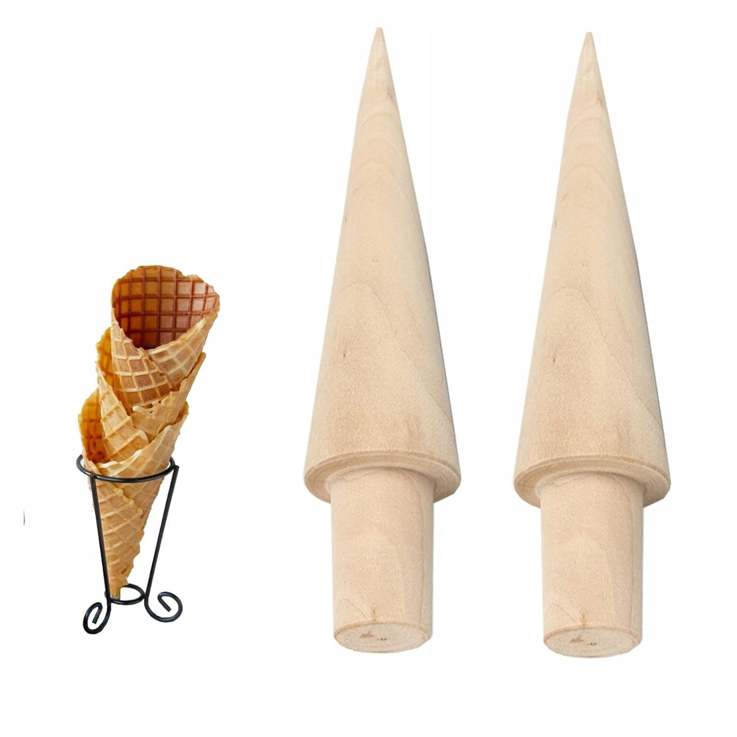 CTForest Waffle Roller 2 Pieces Wooden for DIY Wafers