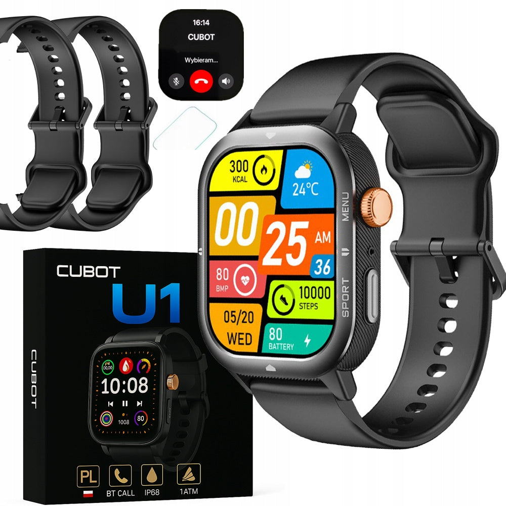 CUBOT U1 AI SMARTWATCH SPORTS WATCH MEN'S PULSE TALK TEL WATERPROOF
