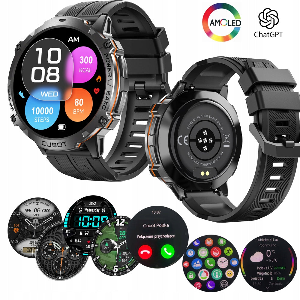 CUBOT X3 AMOLED SMARTWATCH BAROMETER HEART RATE CALL ARMOURED MILITARY