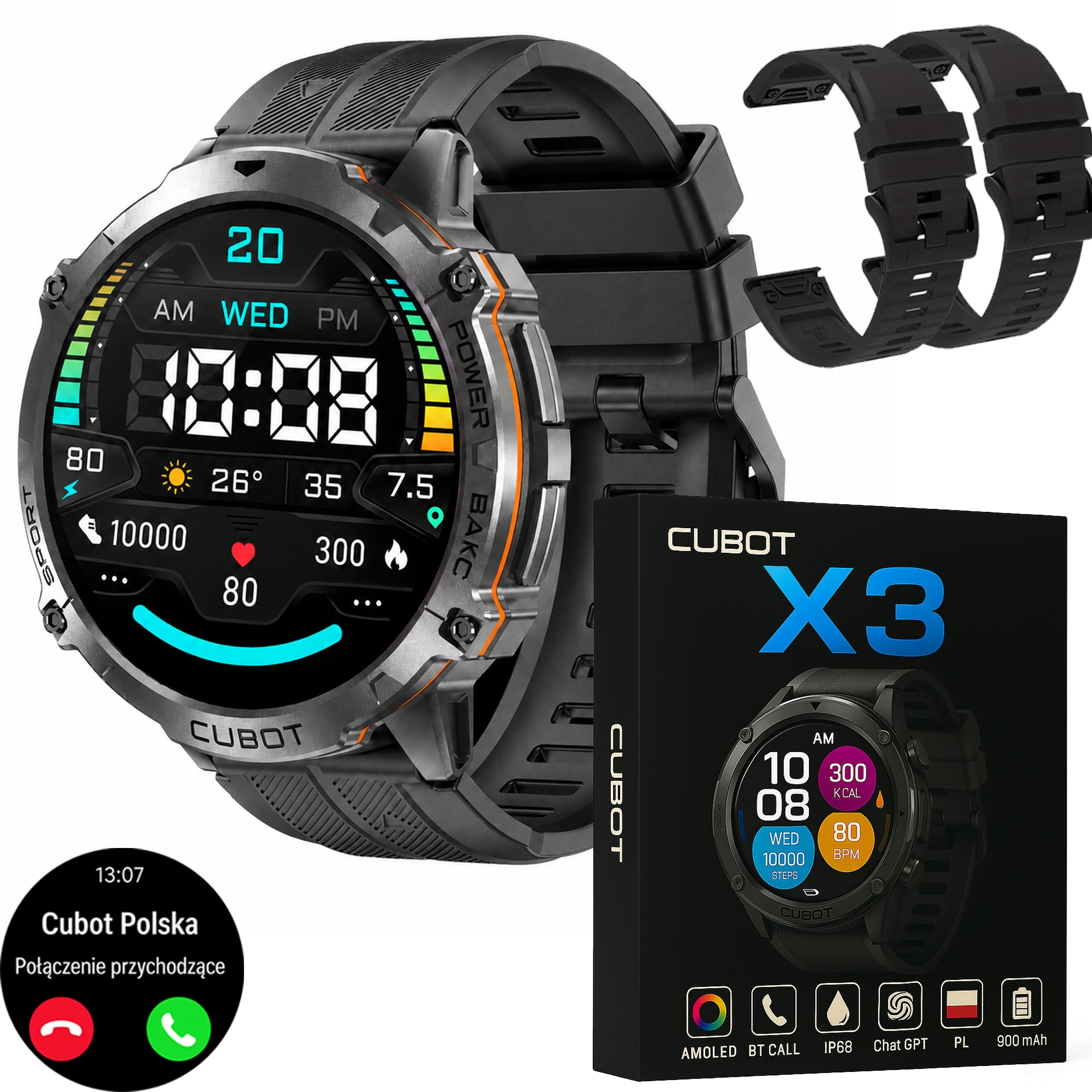 CUBOT X3 AMOLED SMARTWATCH MEN'S WATCH TALK ARMORED WATERPROOF