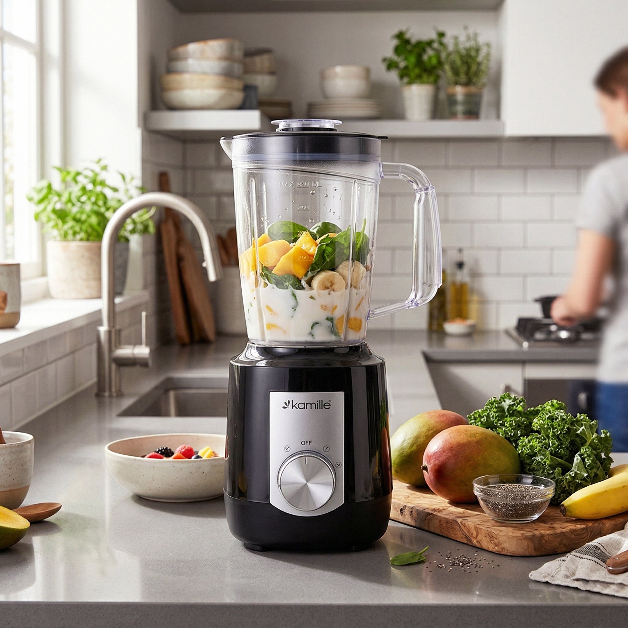 CUP BLENDER 1,5L SHREDDER 2-in-1 400W + COFFEE GRINDER KAMILLE Packaging status original