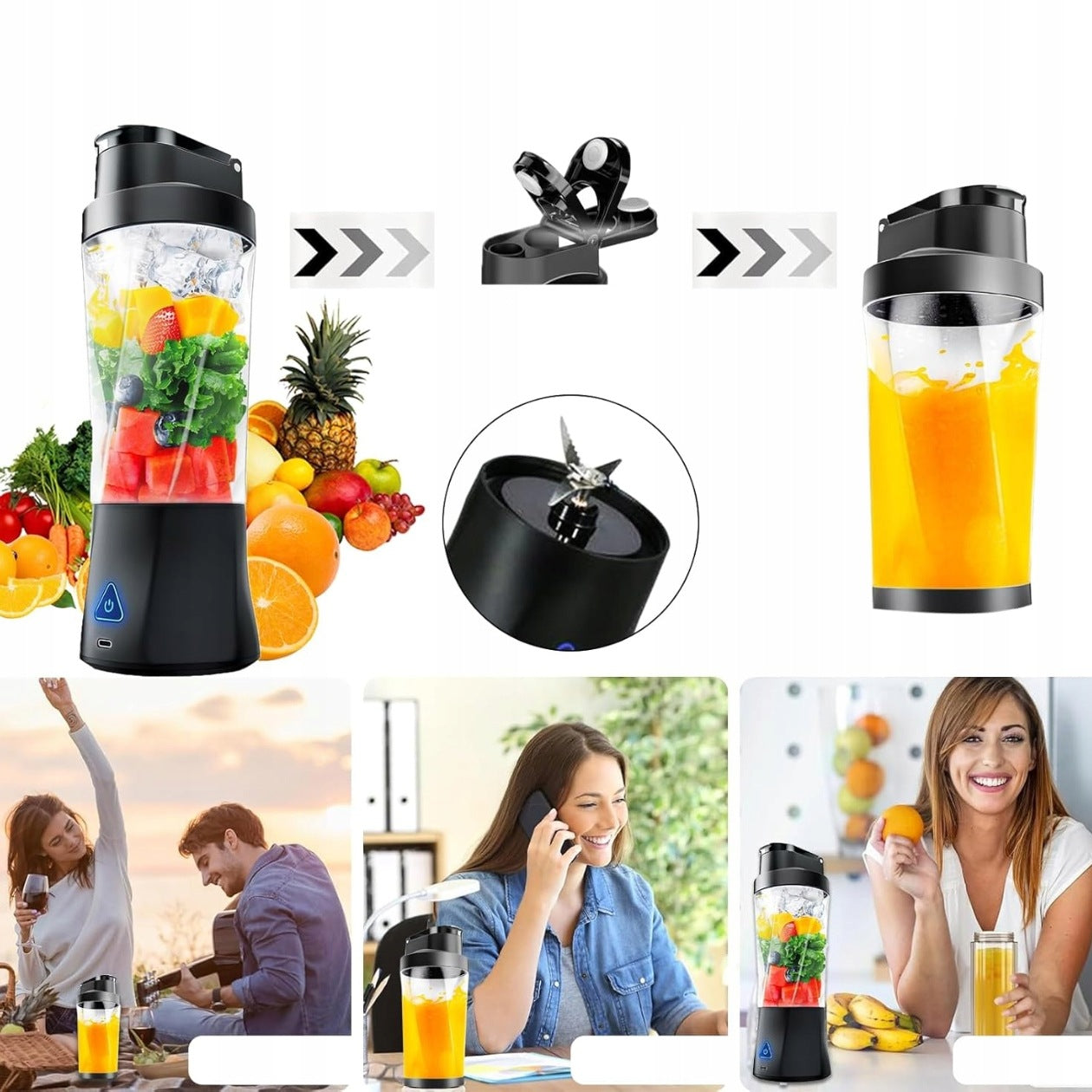 CUP BLENDER 360 IN WIRELESS 0,7L PORTABLE TRAVEL Manufacturer code BLENDER KIELICHOWY 360W BEZPRZEWODOWY 700ml