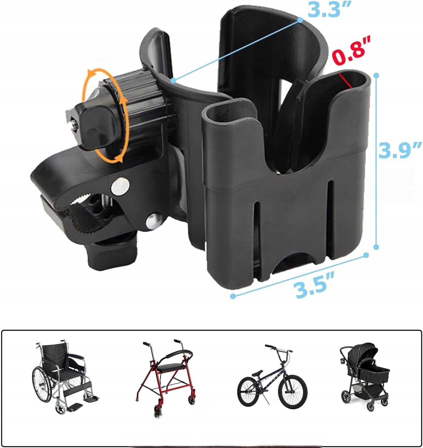 CUP HOLDER WATER BOTTLE AND PHONE FOR STROLLER UNIVERSAL STABLE 2IN1 Packaging status original