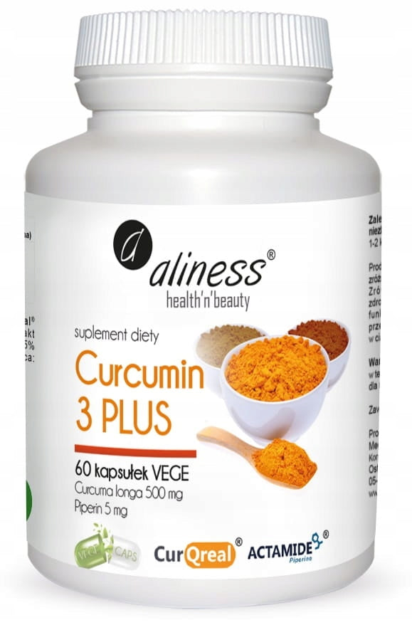 CURCUMIN 500g +PIPERINE Aliness 60 kaps! CURCUMIN