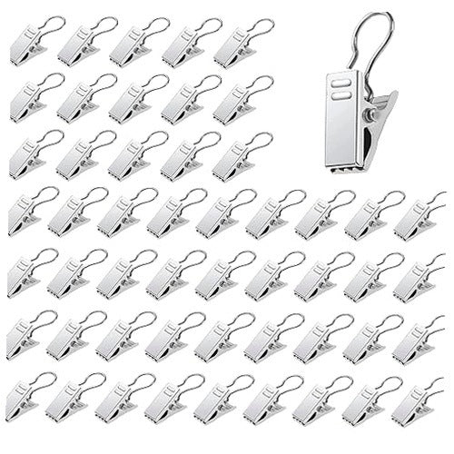 CURTAIN CLIPS SILVER STAINLESS STEEL UNIVERSAL 50 PCS STEEL